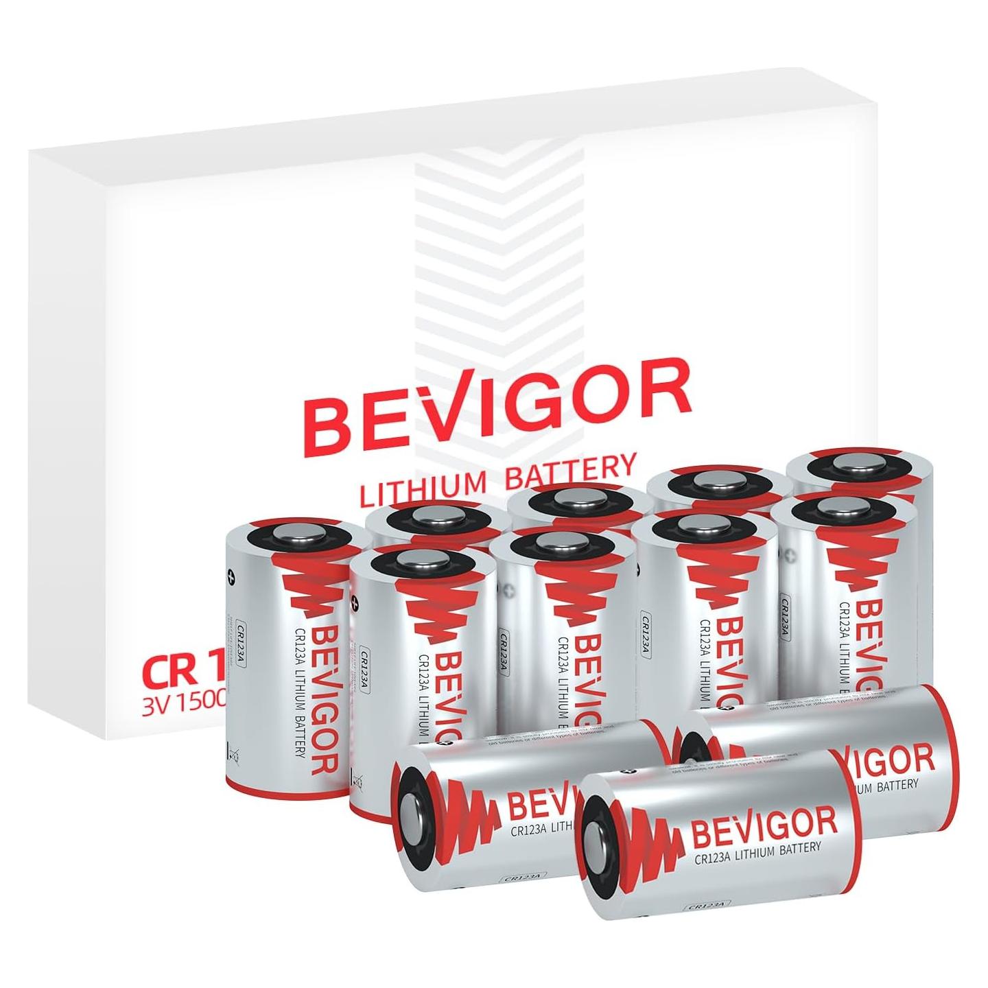 Baterías de Litio Bevigor CR123A 3V Paquete de 12 1500mAh