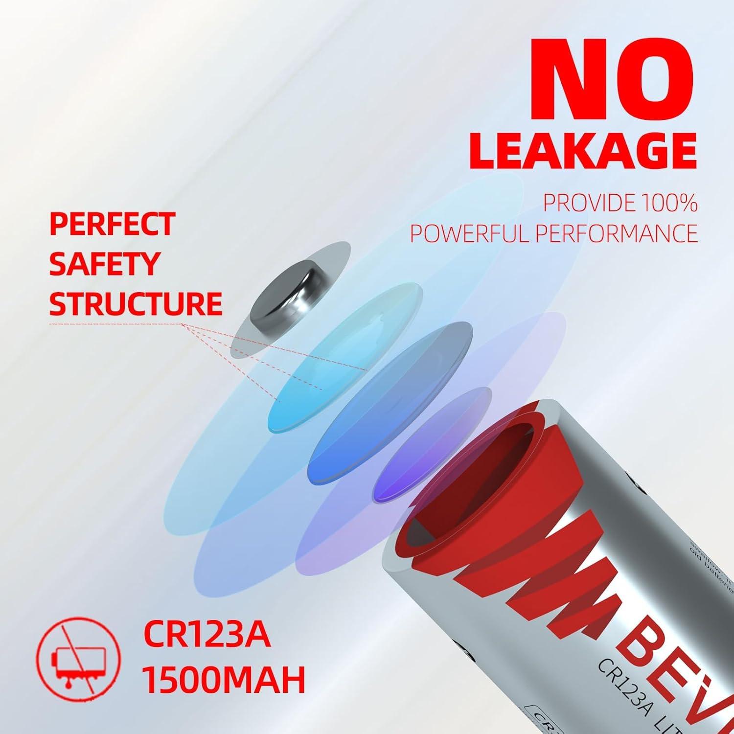 Baterías de Litio Bevigor CR123A 3V Paquete de 12 1500mAh