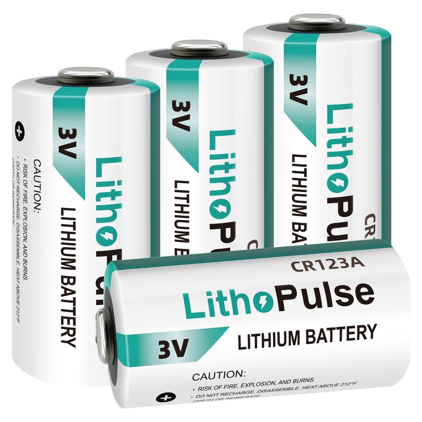 Paquete de 4 Baterías de Litio CR123A 3V 1500mAh LithoPulse