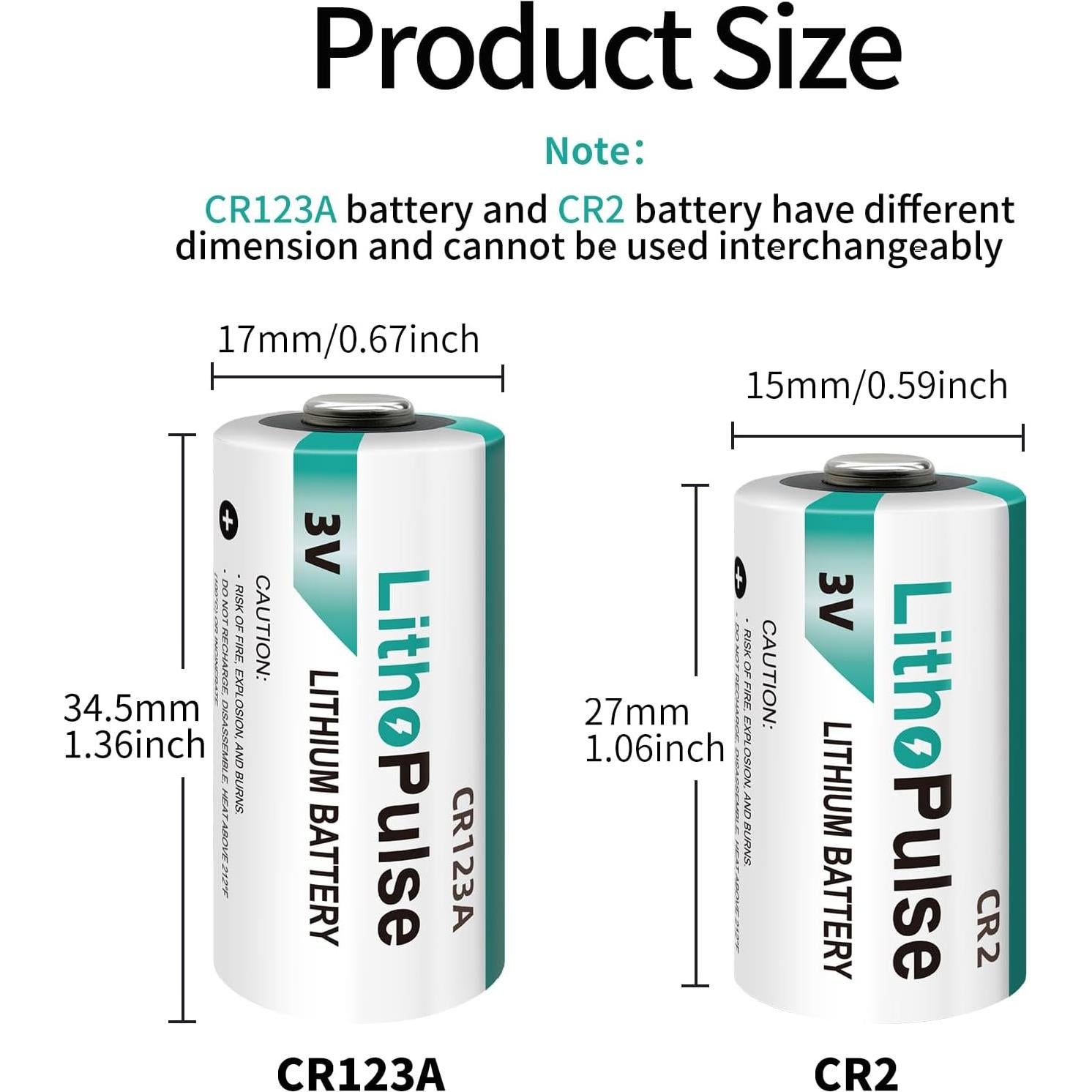 Paquete de 4 Baterías de Litio CR123A 3V 1500mAh LithoPulse