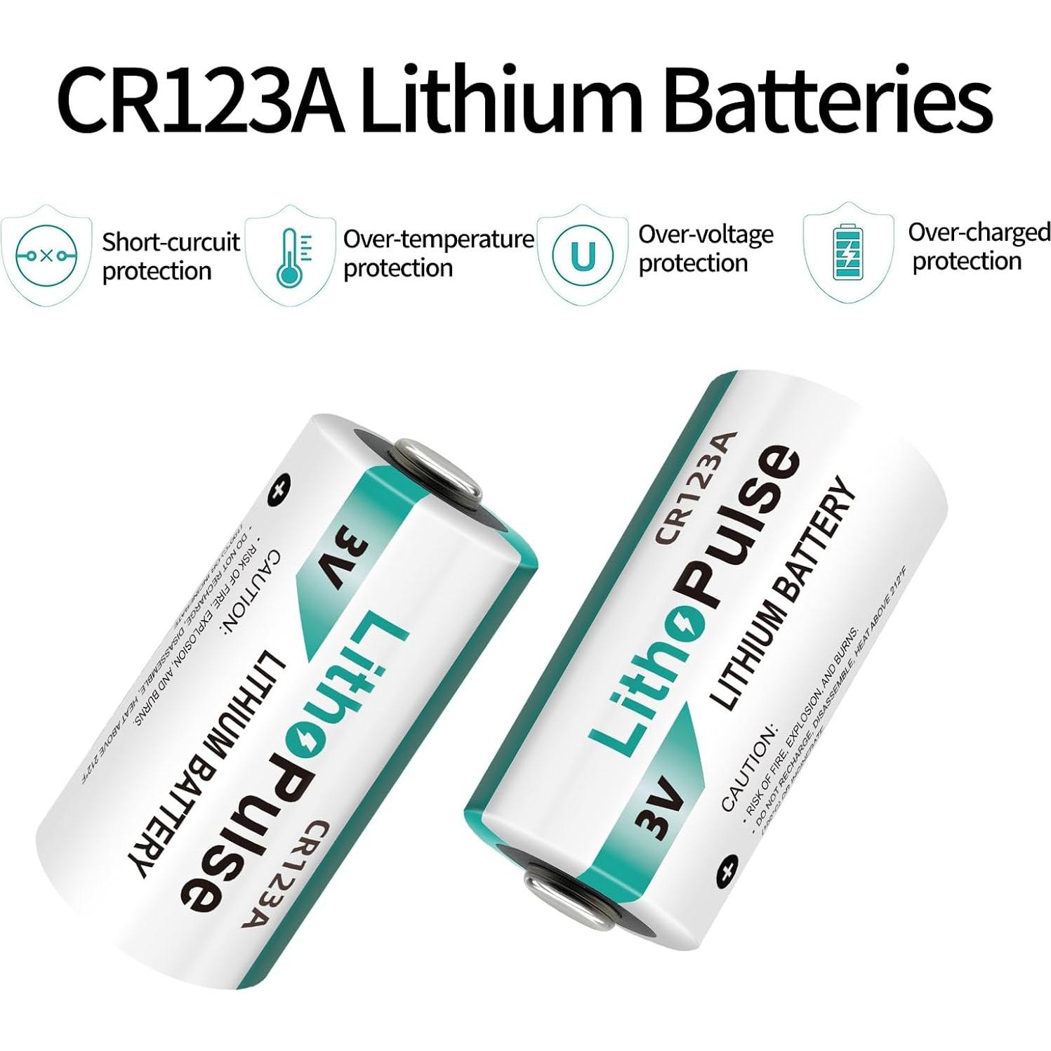 Paquete de 4 Baterías de Litio CR123A 3V 1500mAh LithoPulse