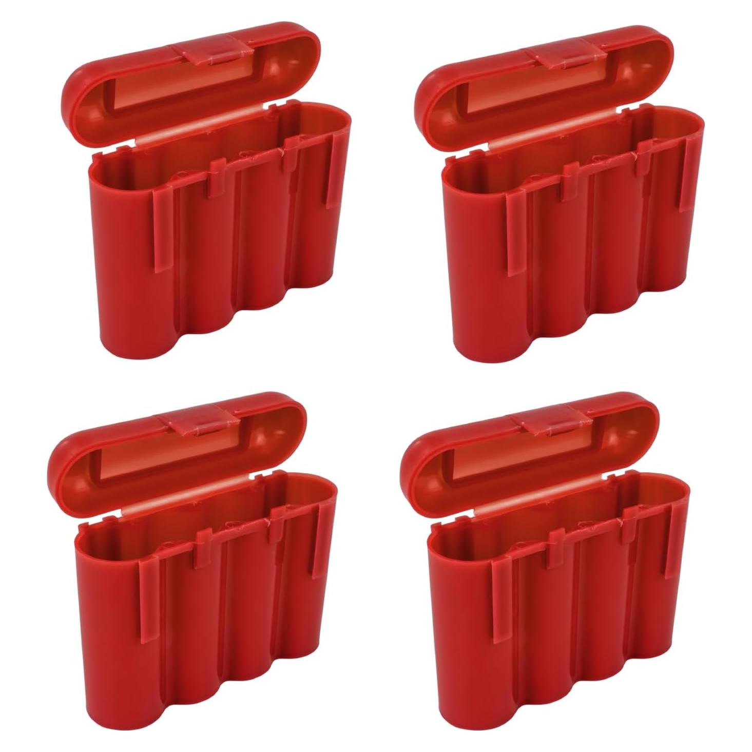 Estuche de Almacenamiento de Baterías Powertron Rojo - 4 Unidades
