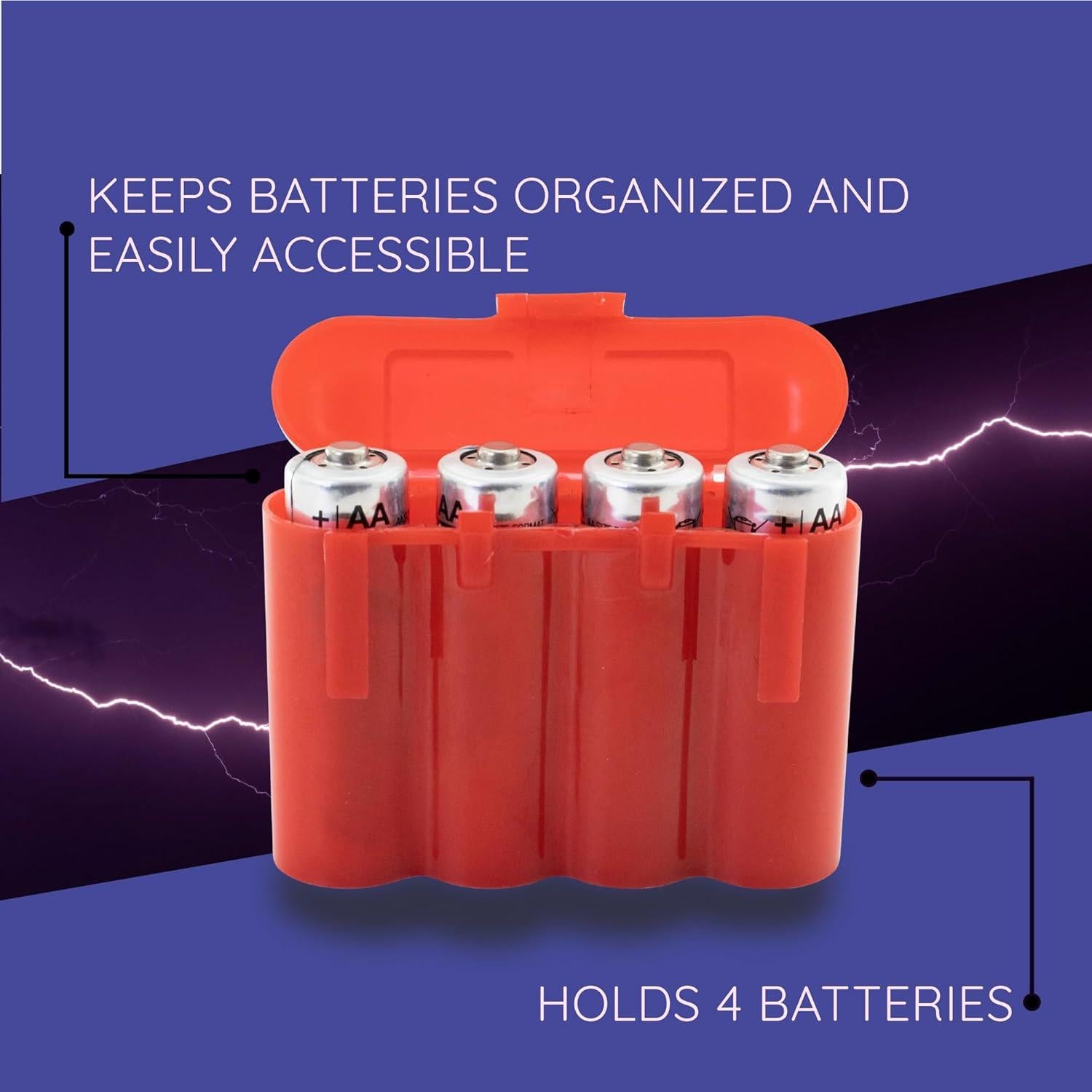 Estuche de Almacenamiento de Baterías Powertron Rojo - 4 Unidades