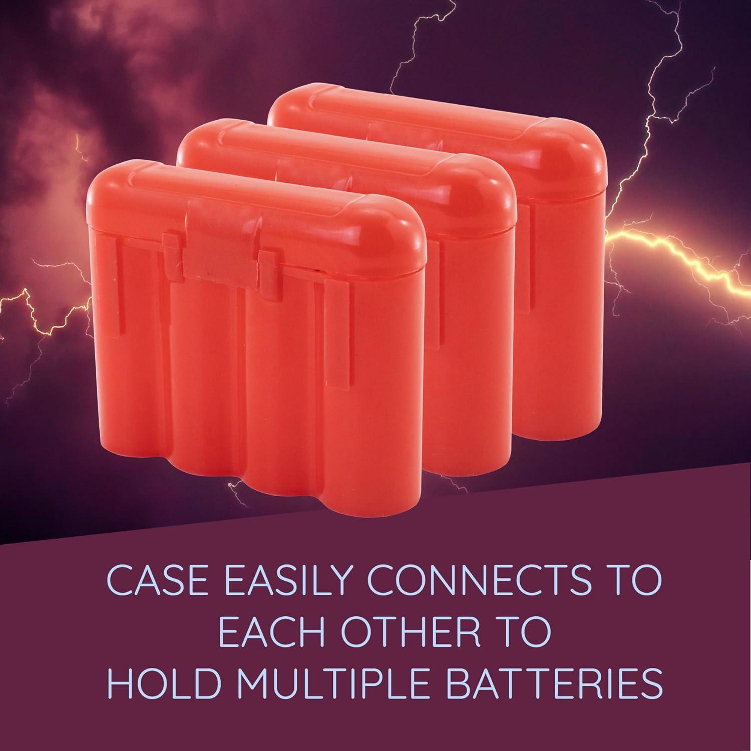 Estuche de Almacenamiento de Baterías Powertron Rojo - 4 Unidades