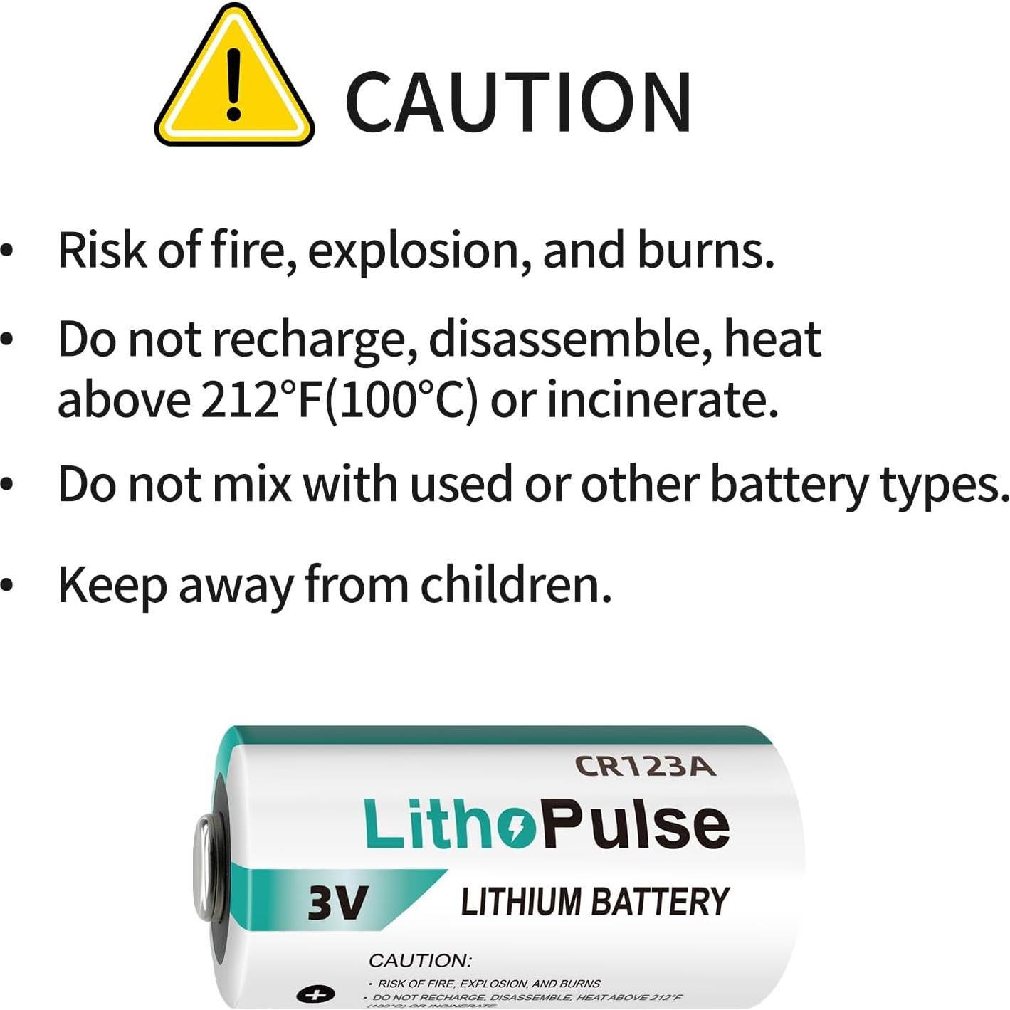 Paquete de 2 Baterías de Litio CR123A 3V 1500mAh LithoPulse