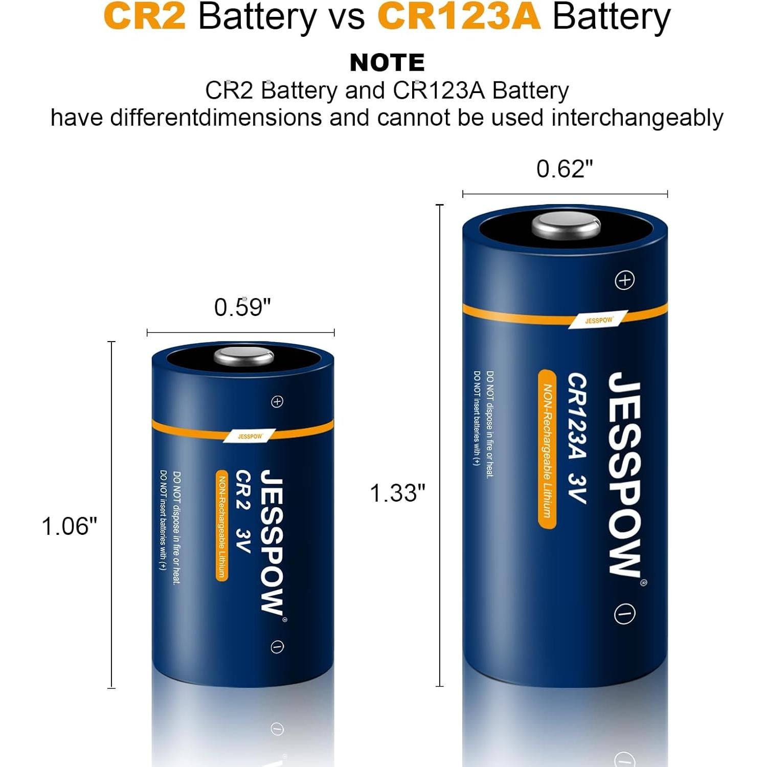 Baterías de Litio No Recargables JESSPOW CR2 3V - Paquete de 12