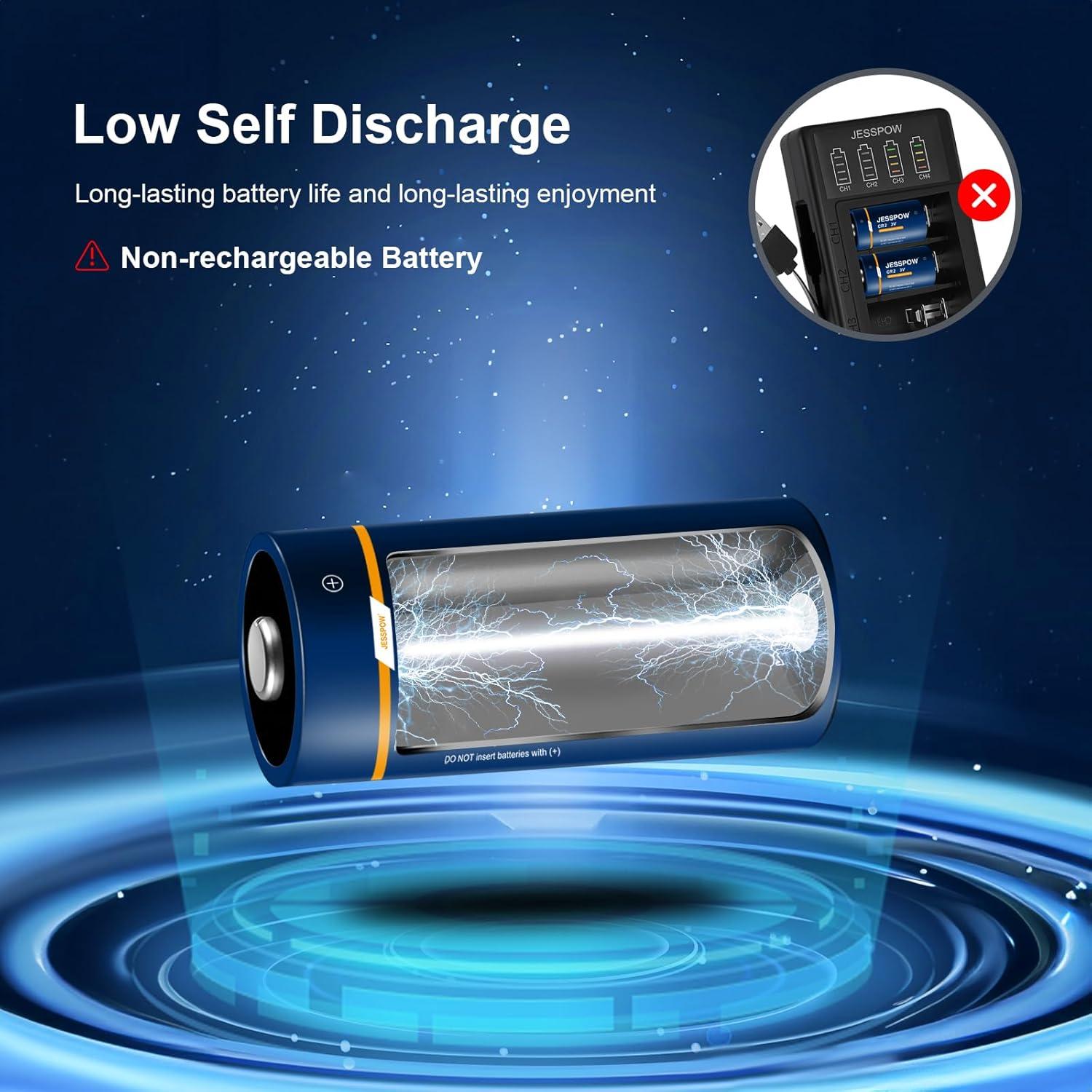 Baterías de Litio No Recargables JESSPOW CR2 3V - Paquete de 12