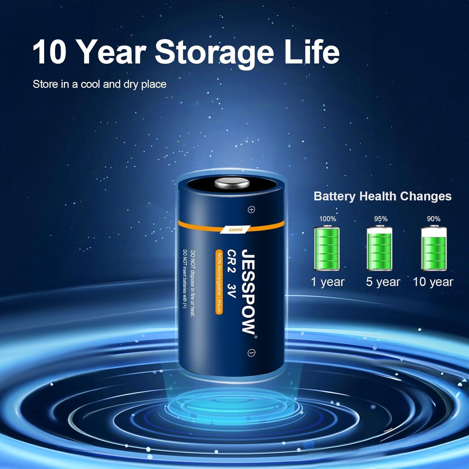 Baterías de Litio No Recargables JESSPOW CR2 3V - Paquete de 12