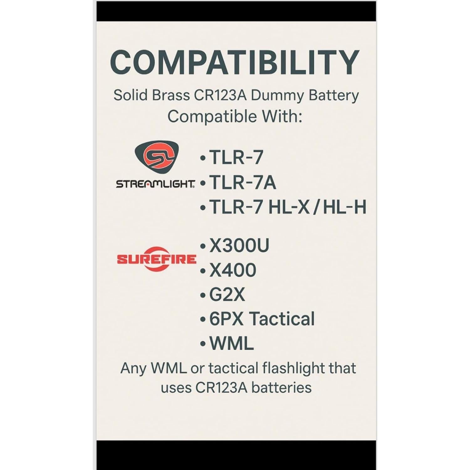 Inserto de Peso de Latón para Luces de Armas CR123A - FSB-CR123A