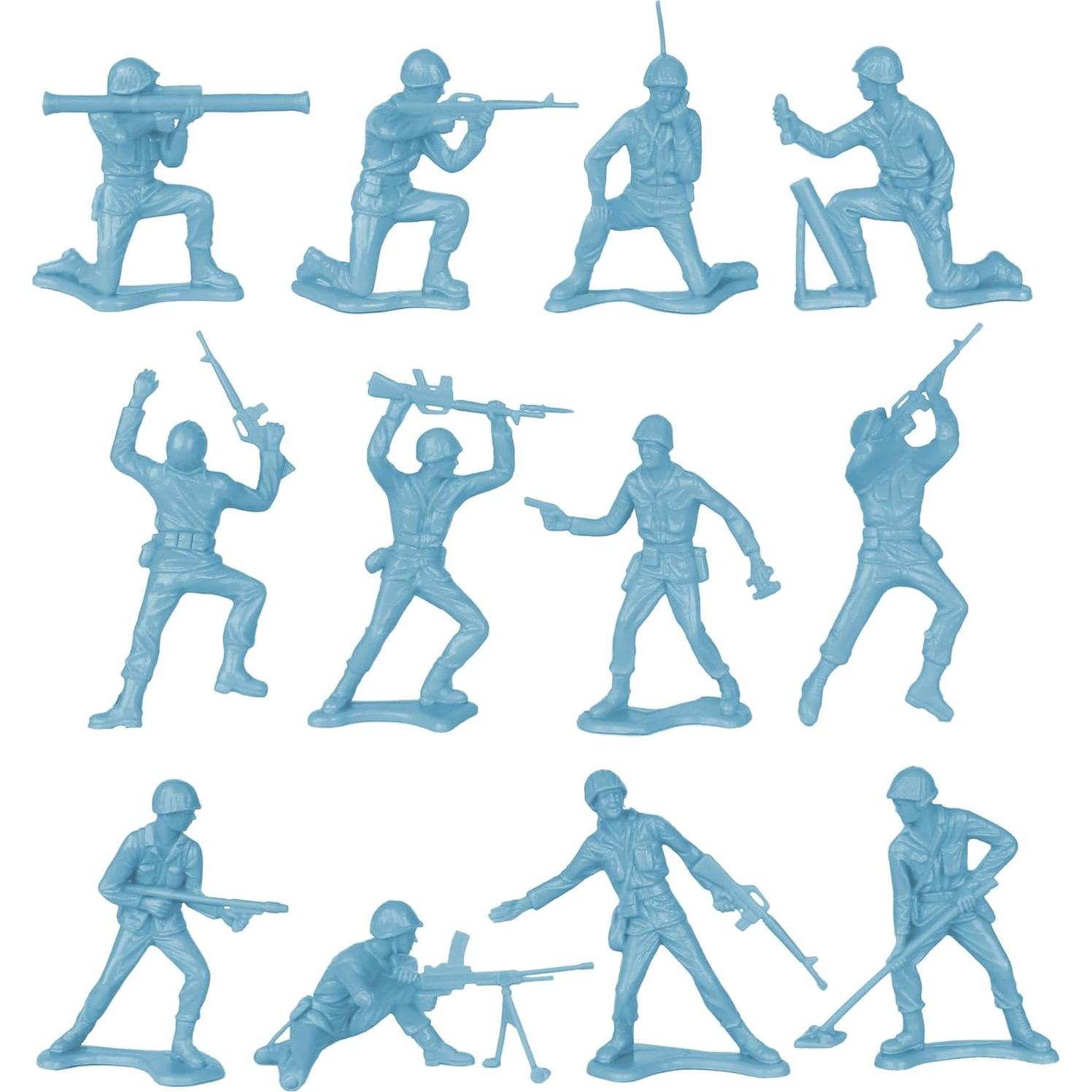 Soldados de Plástico TimMee - 48 Figuras Azul Polvo