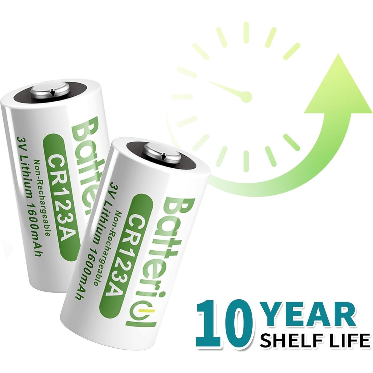 Baterías de Litio CR123A 3V Batteriol 6 Piezas 1600mAh