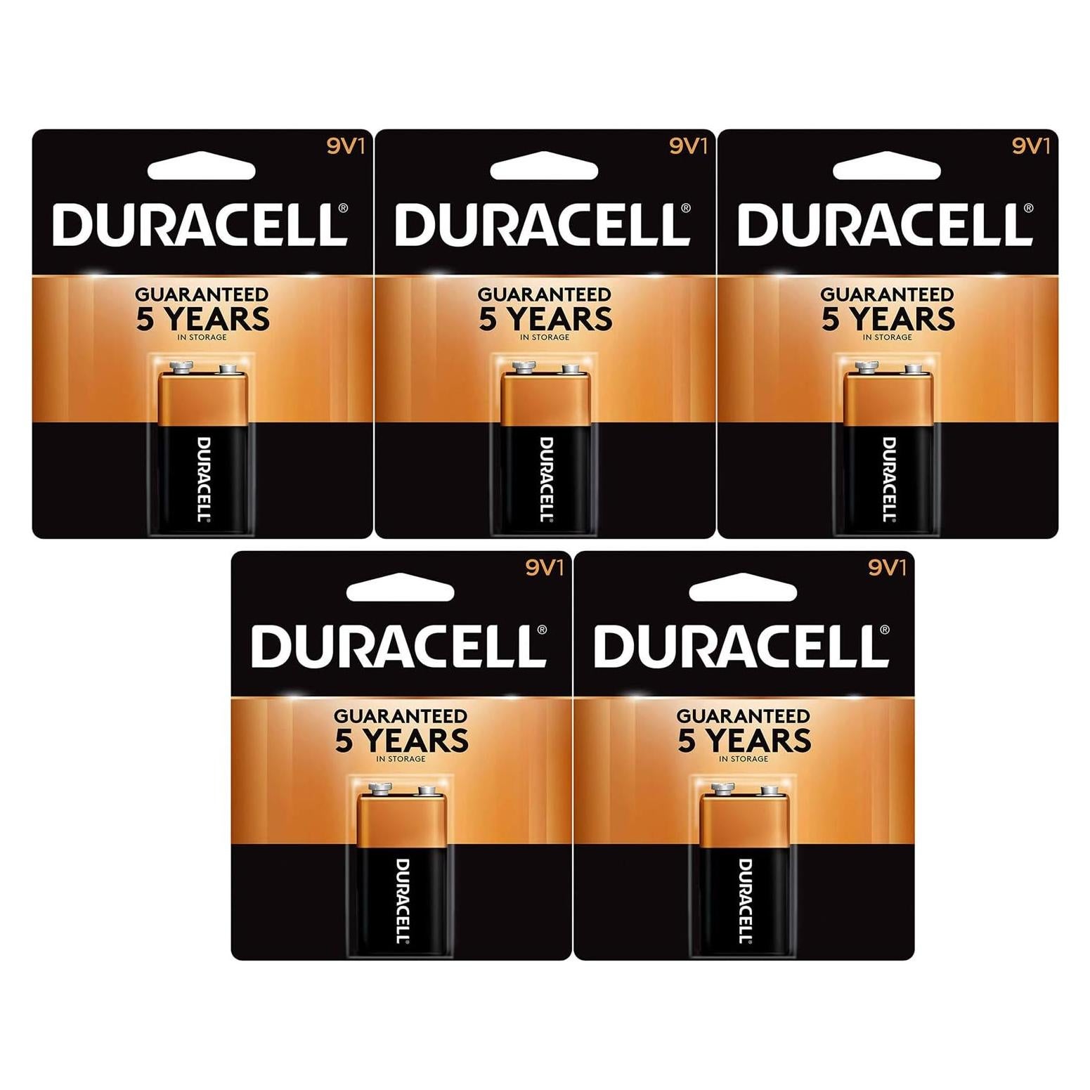 Baterías Alcalinas Duracell 9V - Paquete de 5 Unidades