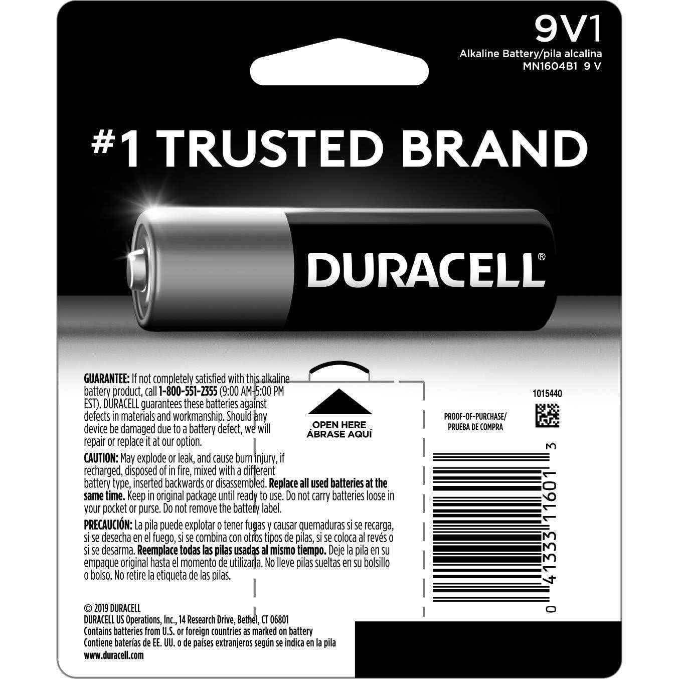 Baterías Alcalinas Duracell 9V - Paquete de 5 Unidades