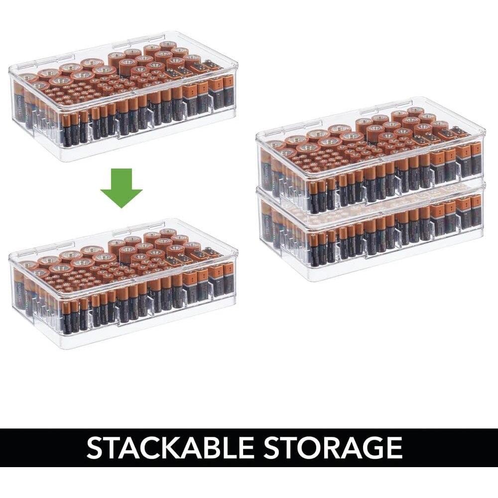 Organizador de Baterías Apilable mDesign 18.4x26.8cm Transparente