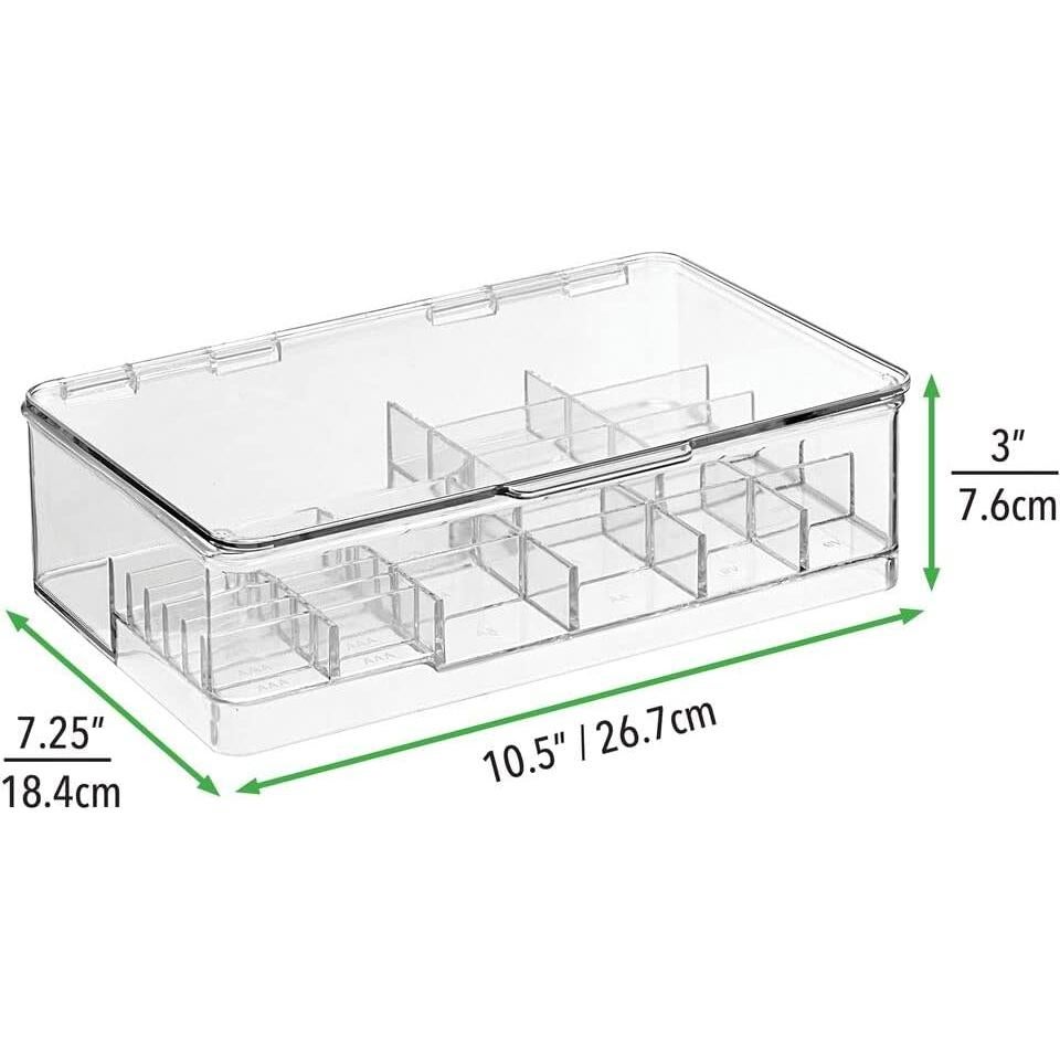 Organizador de Baterías Apilable mDesign 18.4x26.8cm Transparente