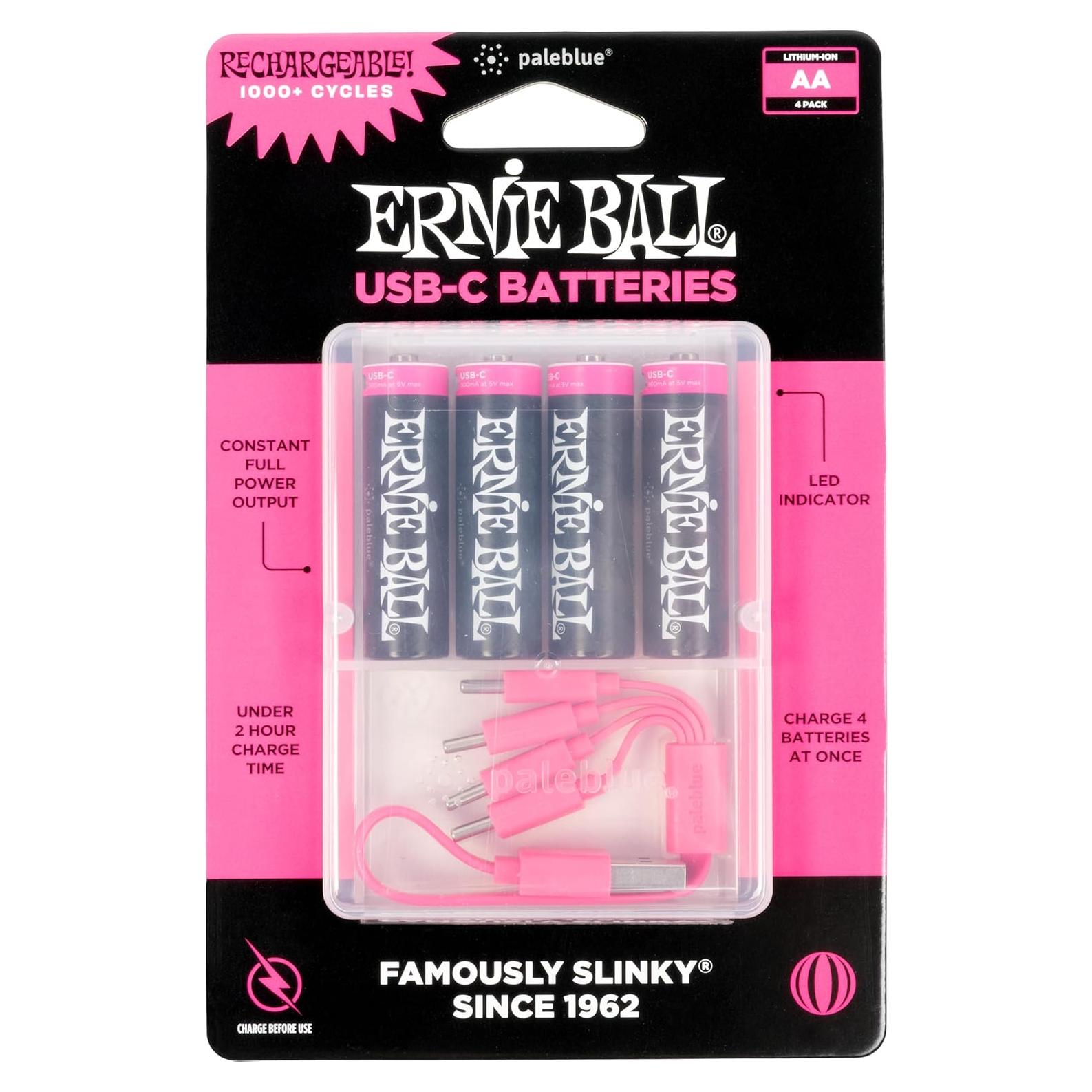Baterías recargables AA USB-C Ernie Ball Paleblue - 4 unidades
