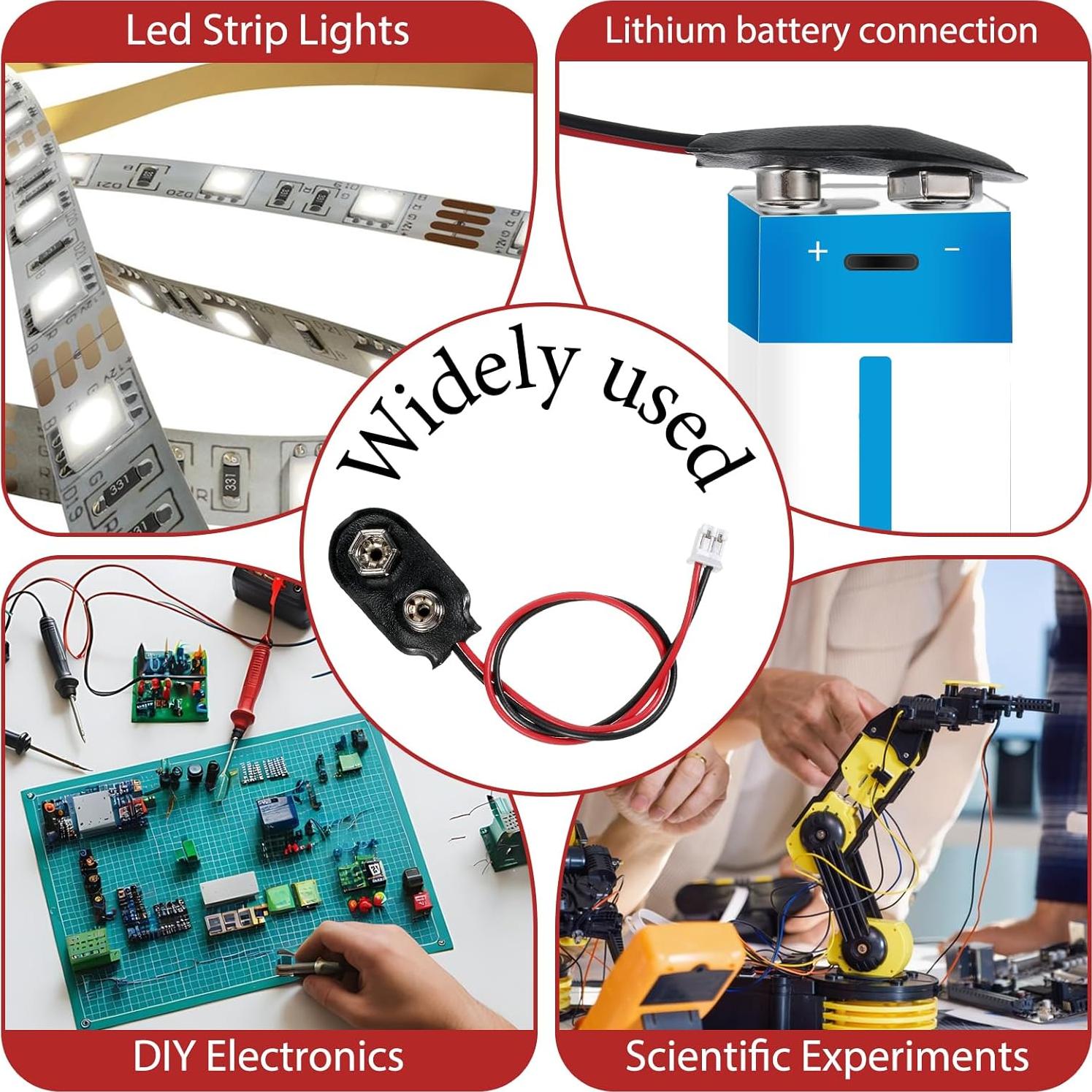 Conector de Clip de Batería 9V PH2.0 EupHHonycs - 4 Pcs 15cm
