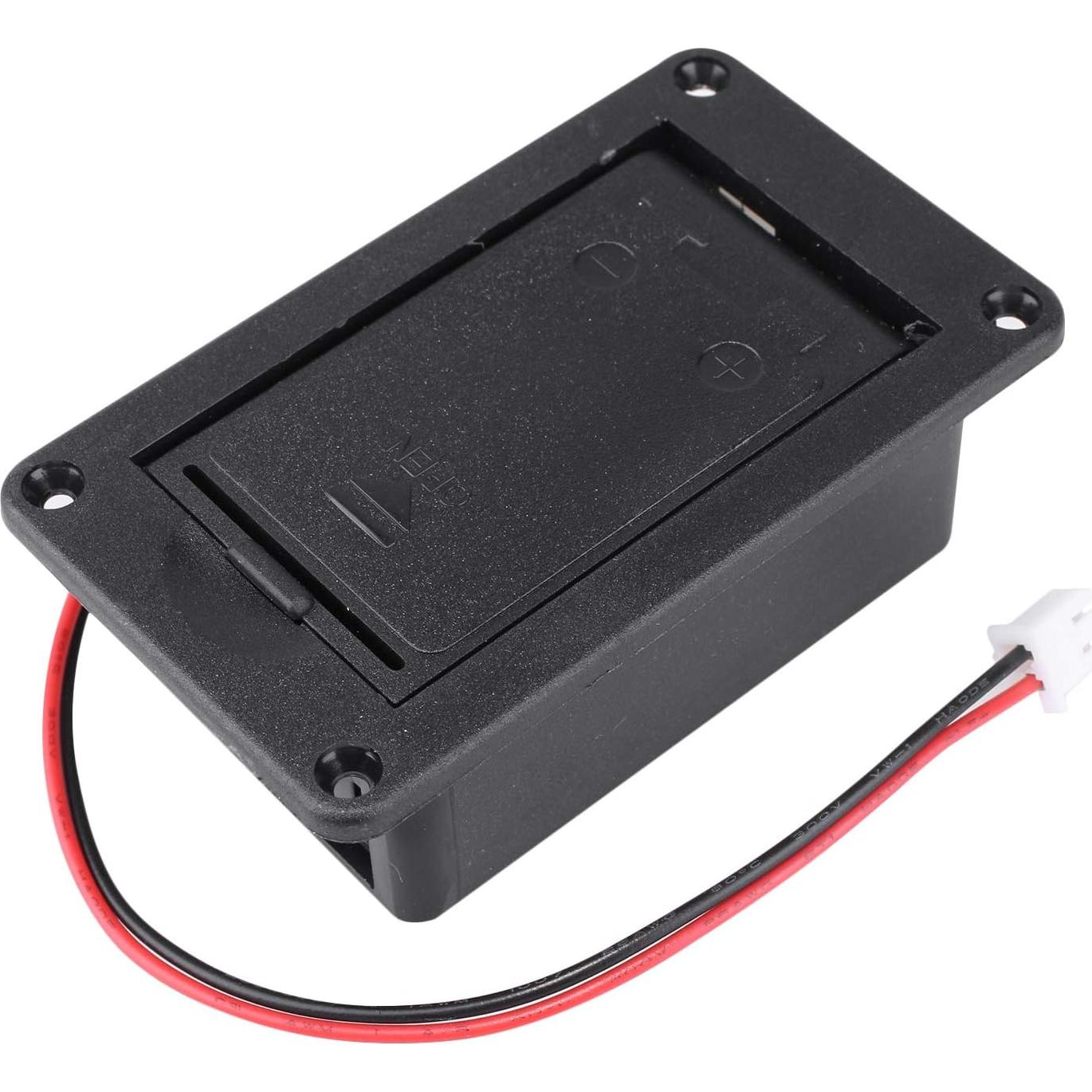 Caja de Batería 9V para Pastillas de Guitarra Bajo - Negro