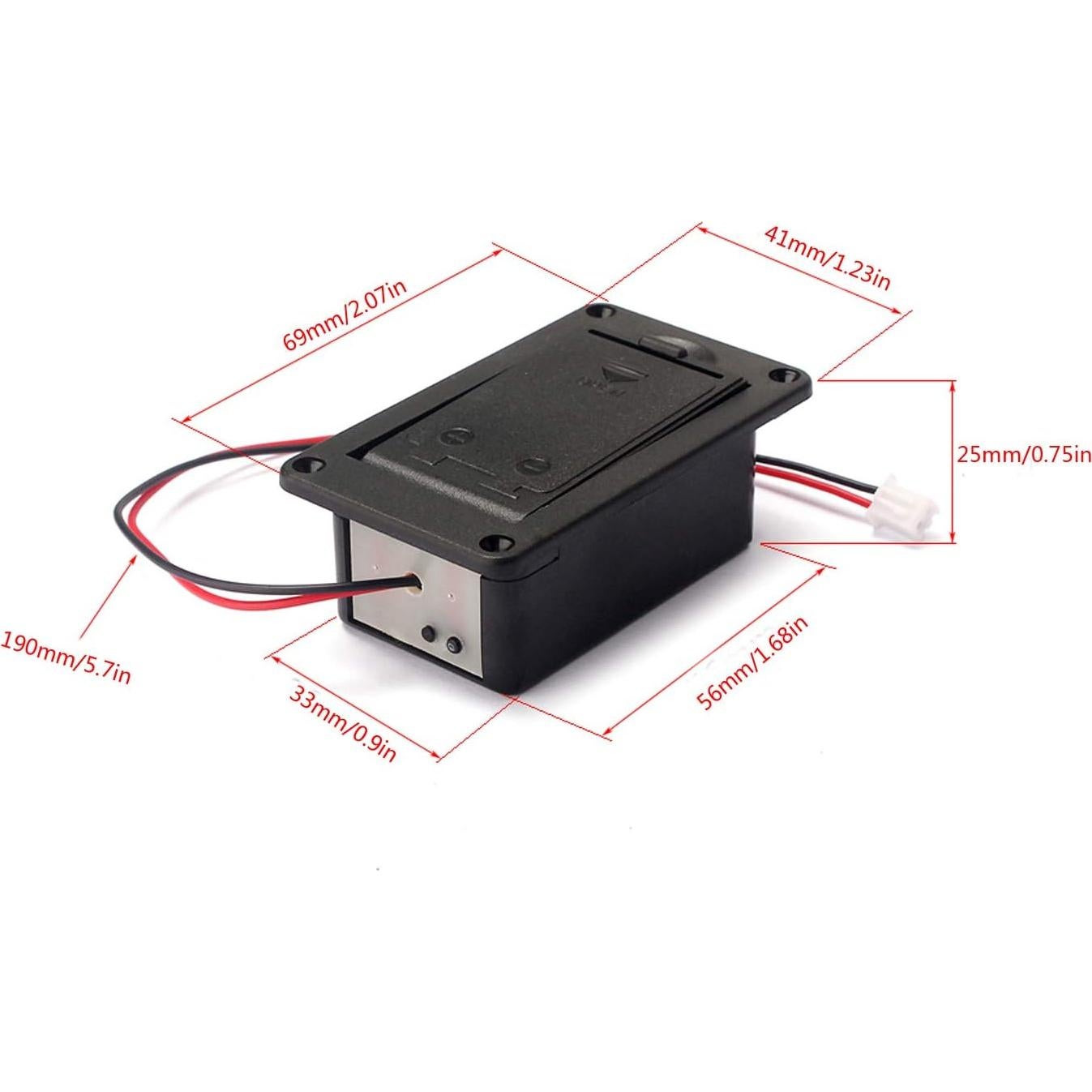 Caja de Batería 9V para Pastillas de Guitarra Bajo - Negro