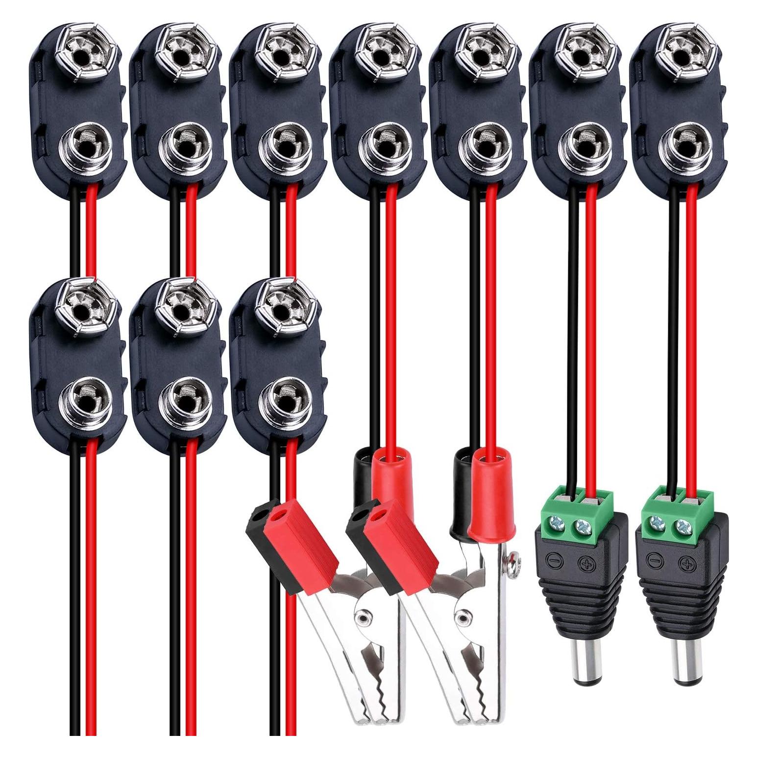 Conector de Batería de 9V DaierTek Tipo I con Clips Cocodrilo