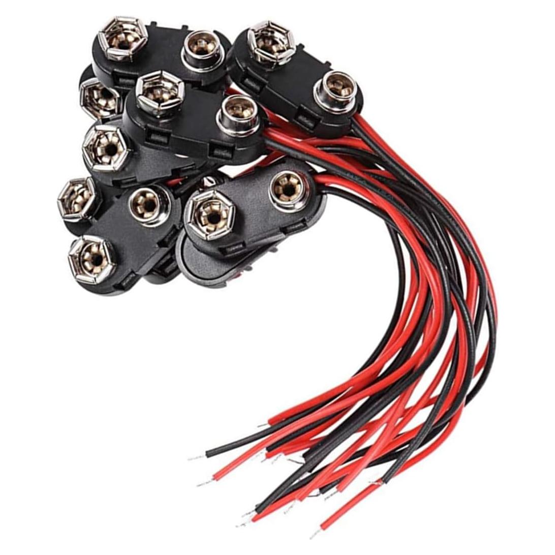 Paquete de 12 Conectores de Clip de Batería 9V Tipo I 15cm