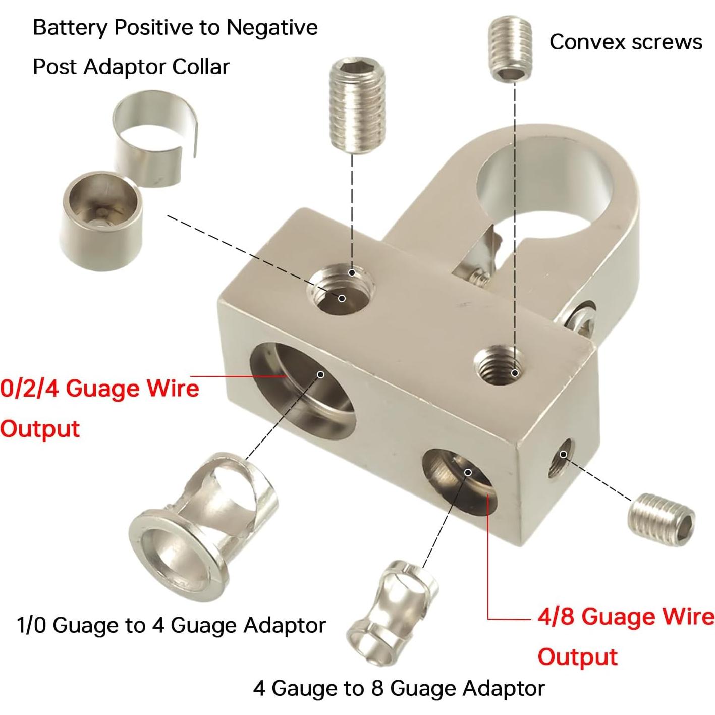 Terminales de Batería BOJACK de Latón Sólido con Adaptadores