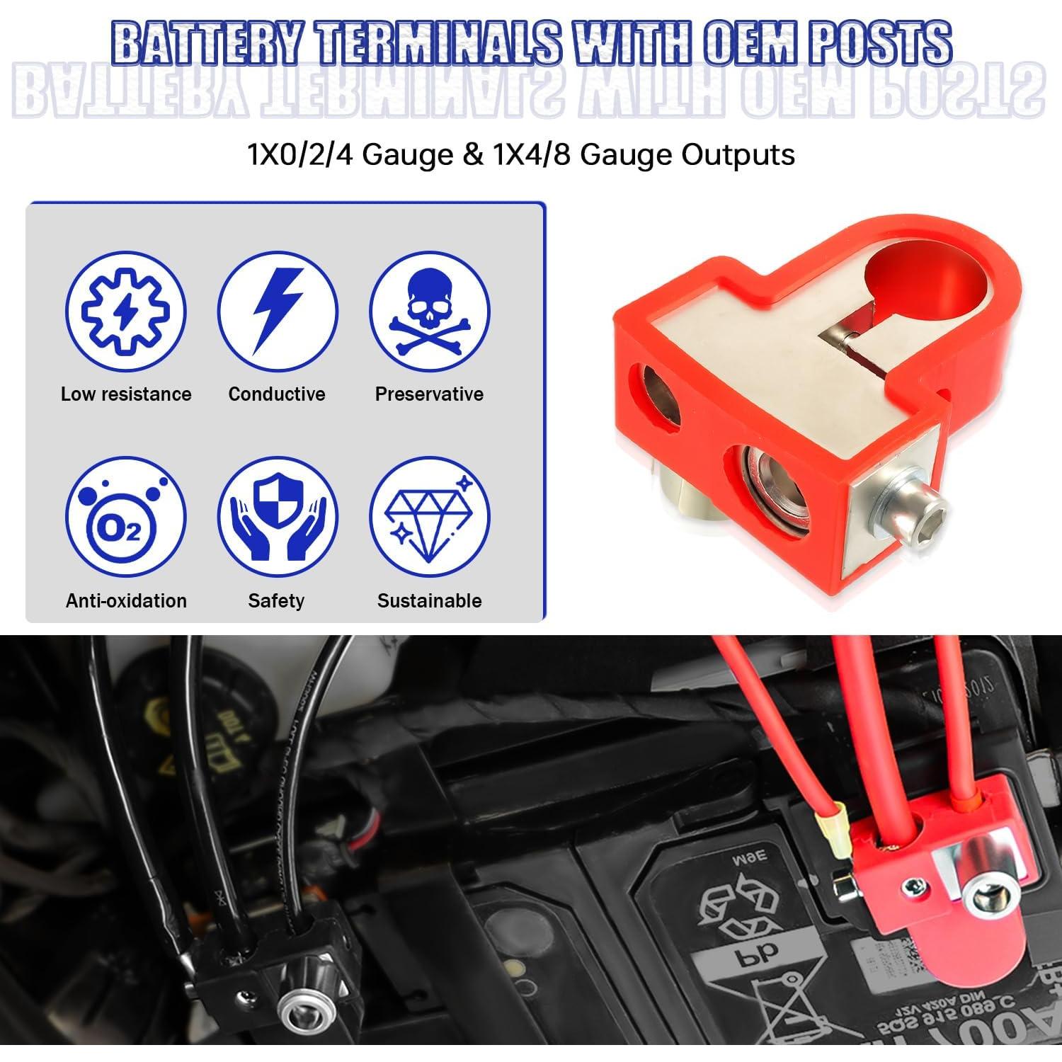 Terminales de Batería BOJACK de Latón Sólido con Adaptadores