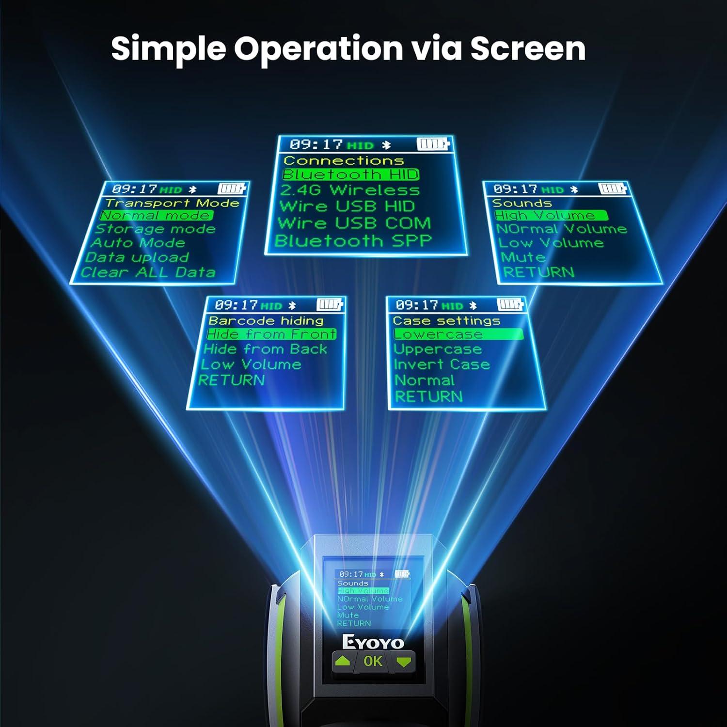 Escáner de Código de Barras Inalámbrico Eyoyo EY-042 1D 2D IP65