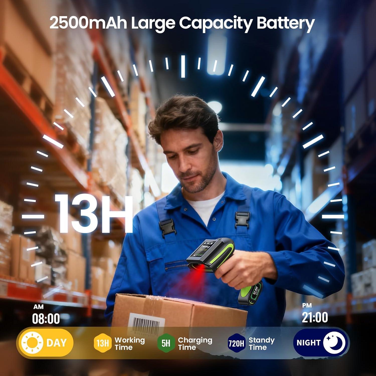 Escáner de Código de Barras Inalámbrico Eyoyo EY-042 1D 2D IP65