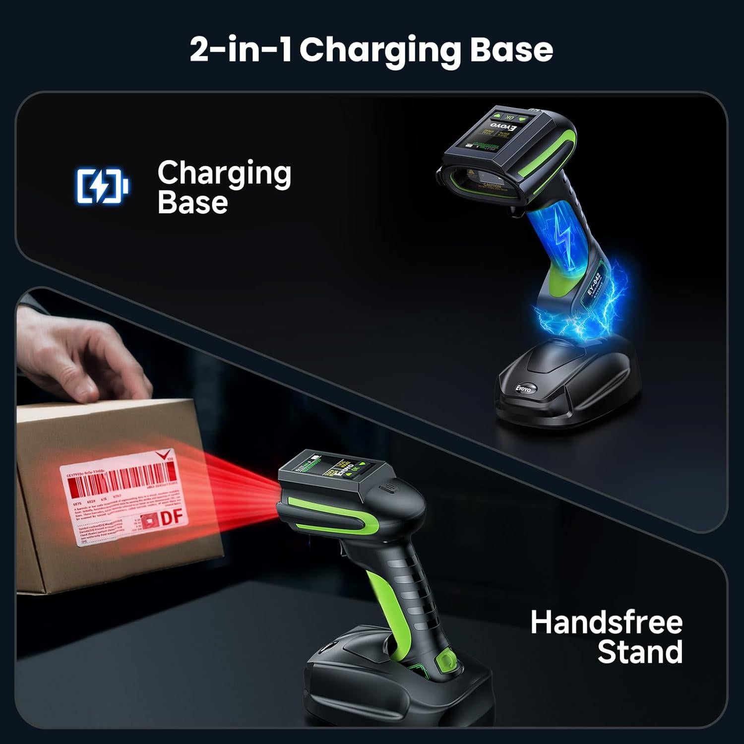 Escáner de Código de Barras Inalámbrico Eyoyo EY-042 1D 2D IP65