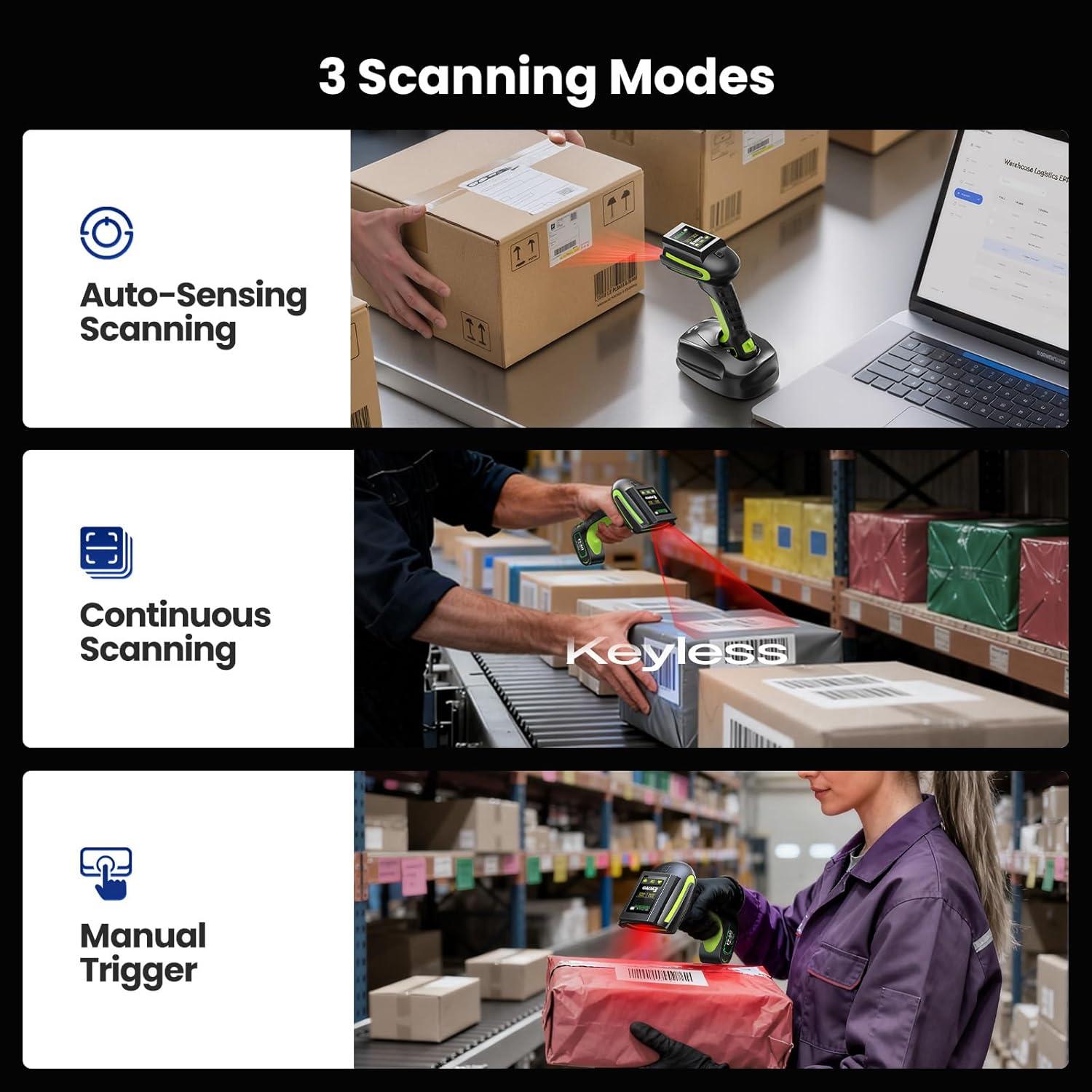 Escáner de Código de Barras Inalámbrico Eyoyo EY-042 1D 2D IP65