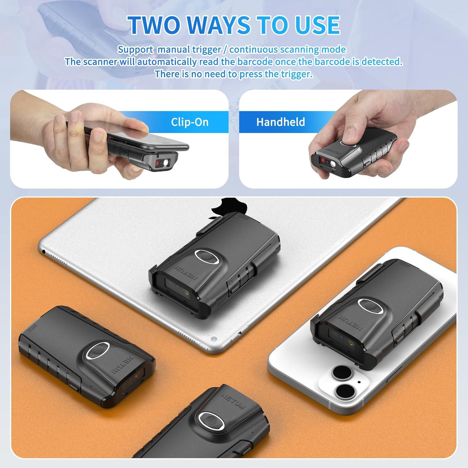 Escáner de Código de Barras Bluetooth NETUM E800 2D Inalámbrico