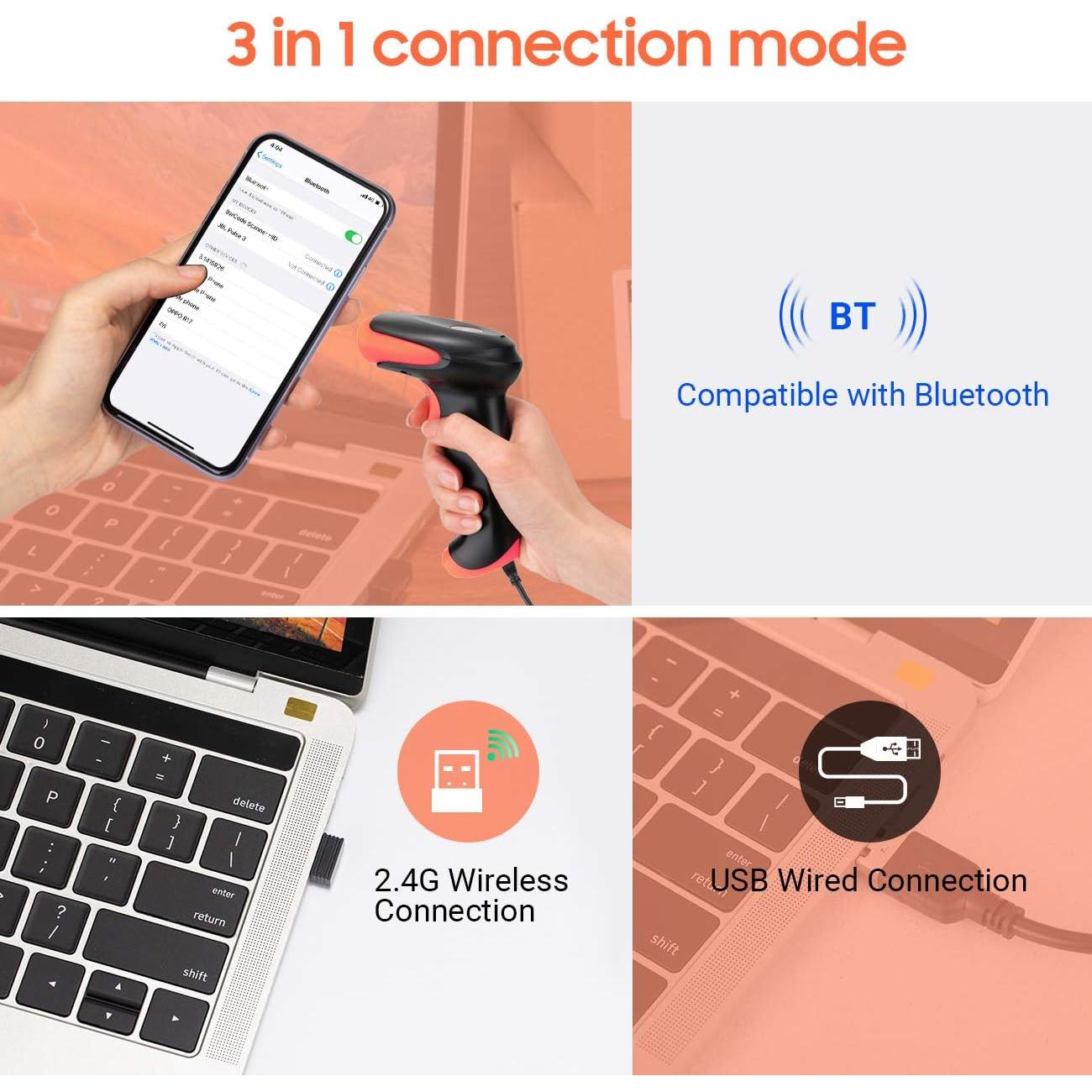 Escáner de Código de Barras Inalámbrico Tera HW0002 2D Bluetooth