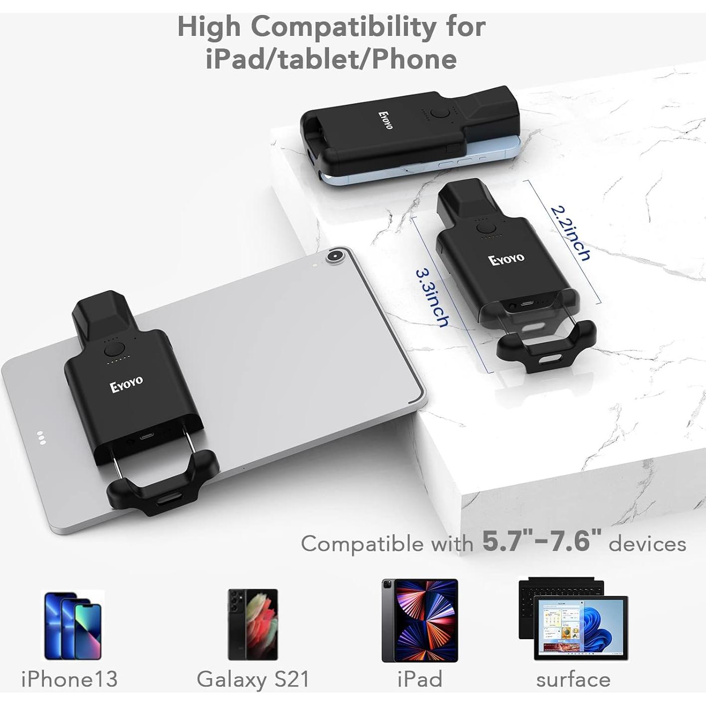 Escáner de Código de Barras Bluetooth Eyoyo 1D 2D 3000mAh