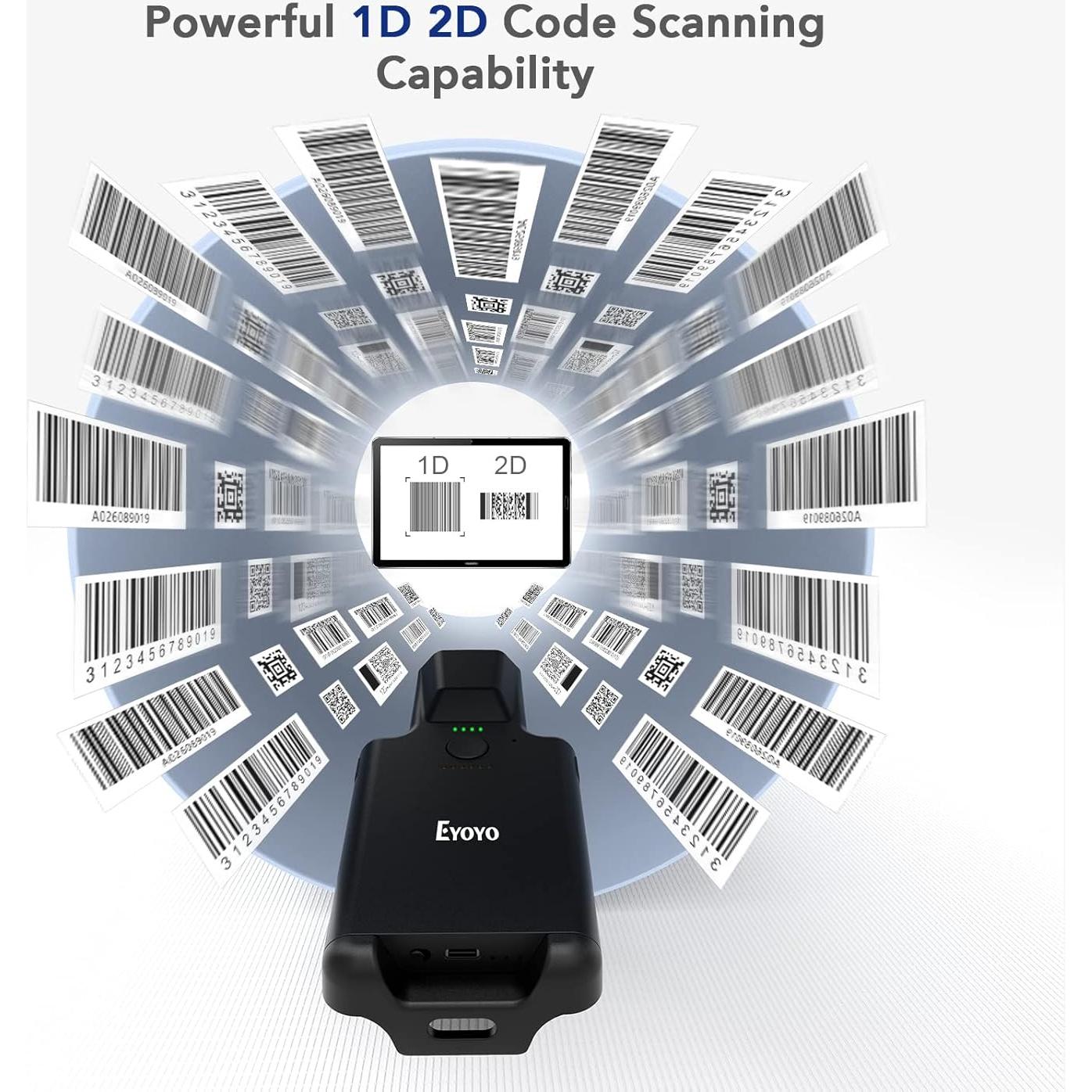 Escáner de Código de Barras Bluetooth Eyoyo 1D 2D 3000mAh