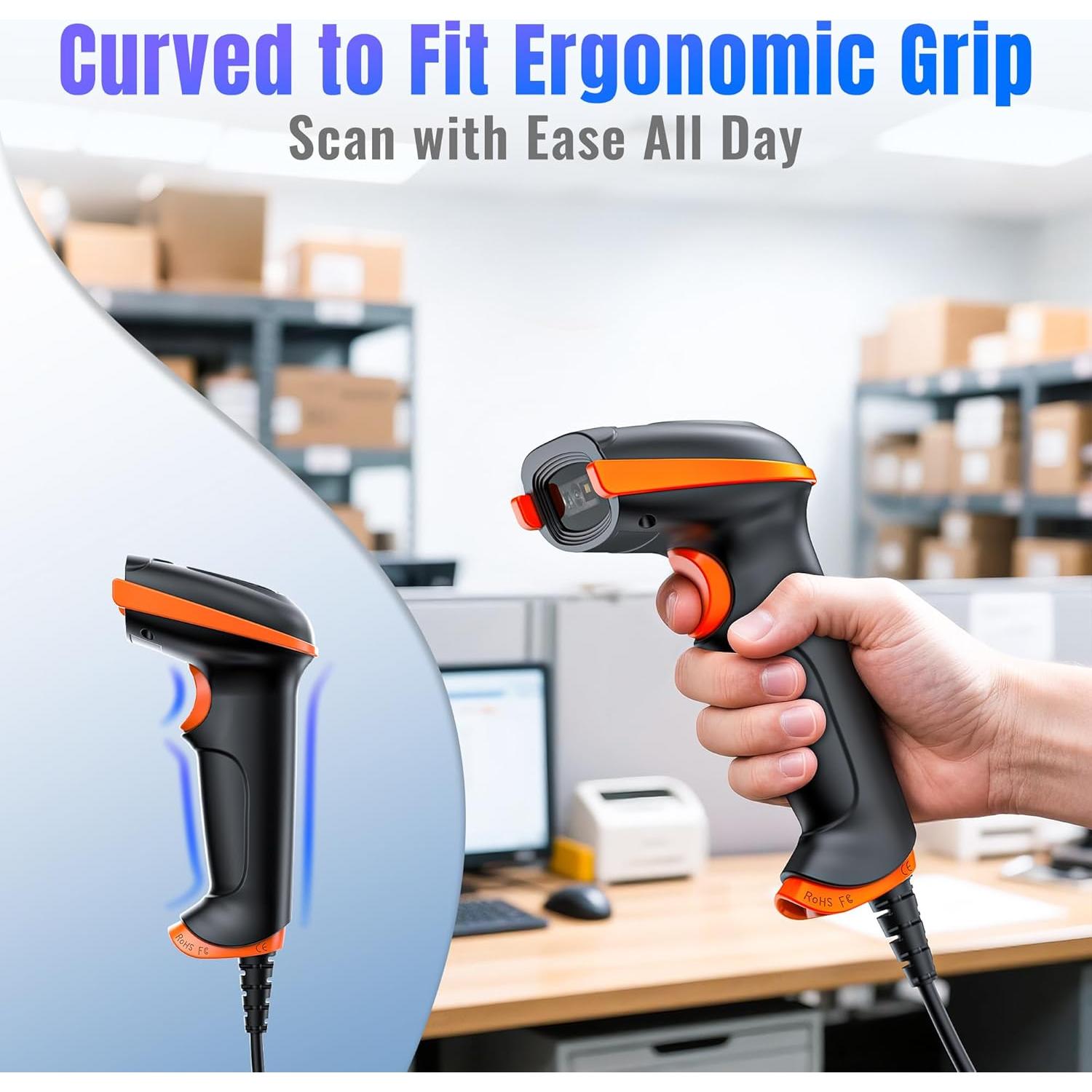 Escáner de Códigos de Barras 1D 2D Tera D5100Y USB Ergonómico