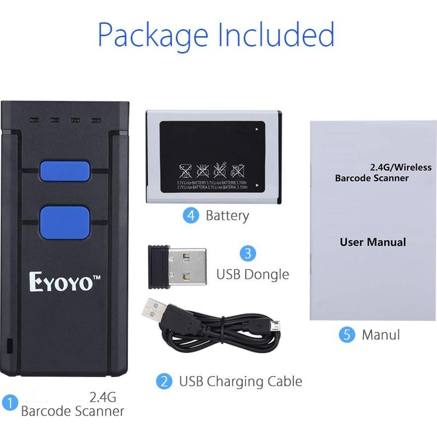 Escáner de Código de Barras Inalámbrico Eyoyo EY-2877 1D