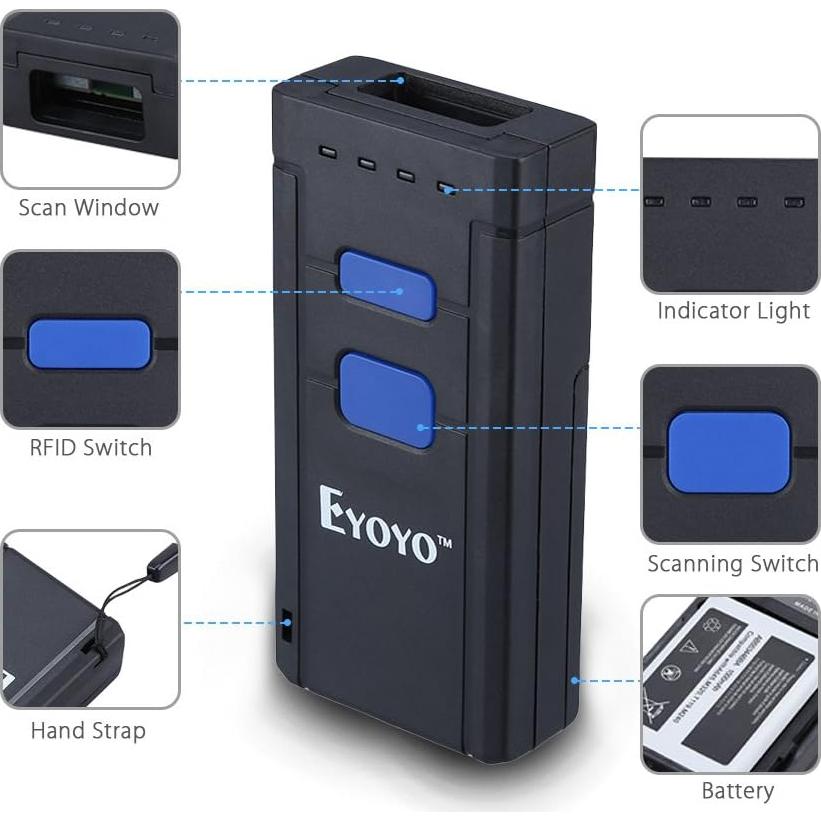 Escáner de Código de Barras Inalámbrico Eyoyo EY-2877 1D