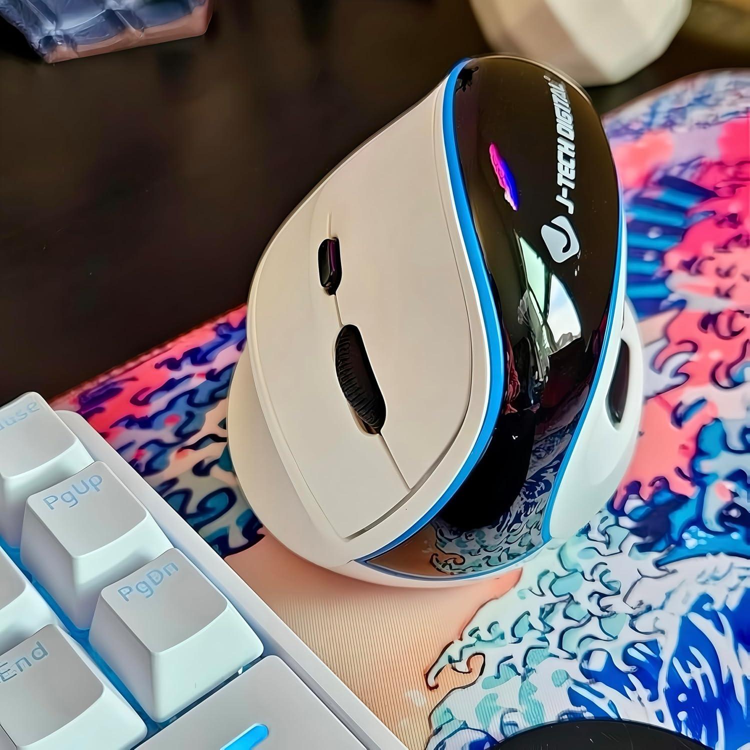 J-Tech Digital Ratón Inalámbrico Ergonómico V638W Blanco