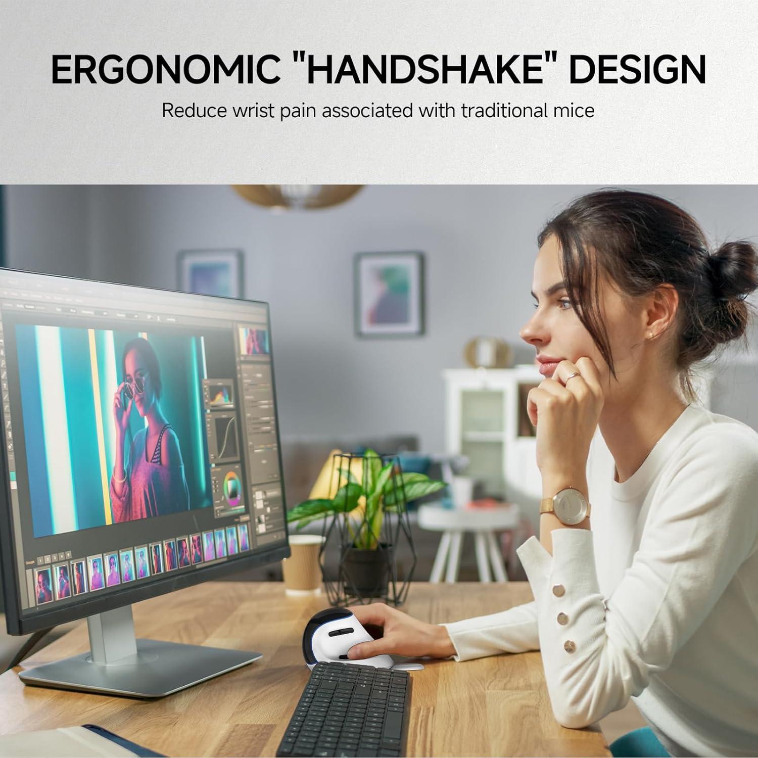 J-Tech Digital Ratón Inalámbrico Ergonómico V638W Blanco