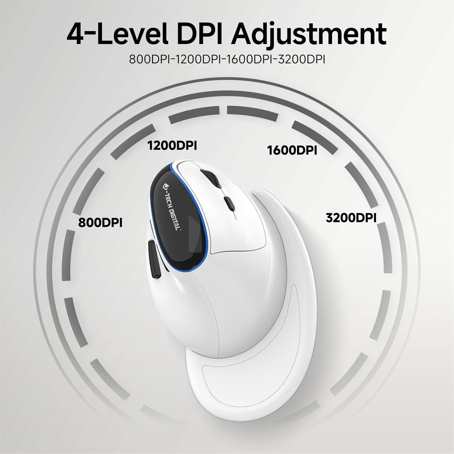 J-Tech Digital Ratón Inalámbrico Ergonómico V638W Blanco