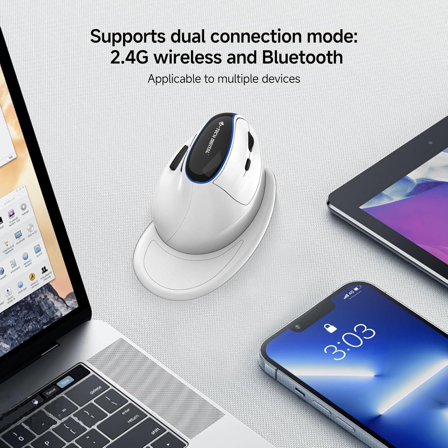 J-Tech Digital Ratón Inalámbrico Ergonómico V638W Blanco