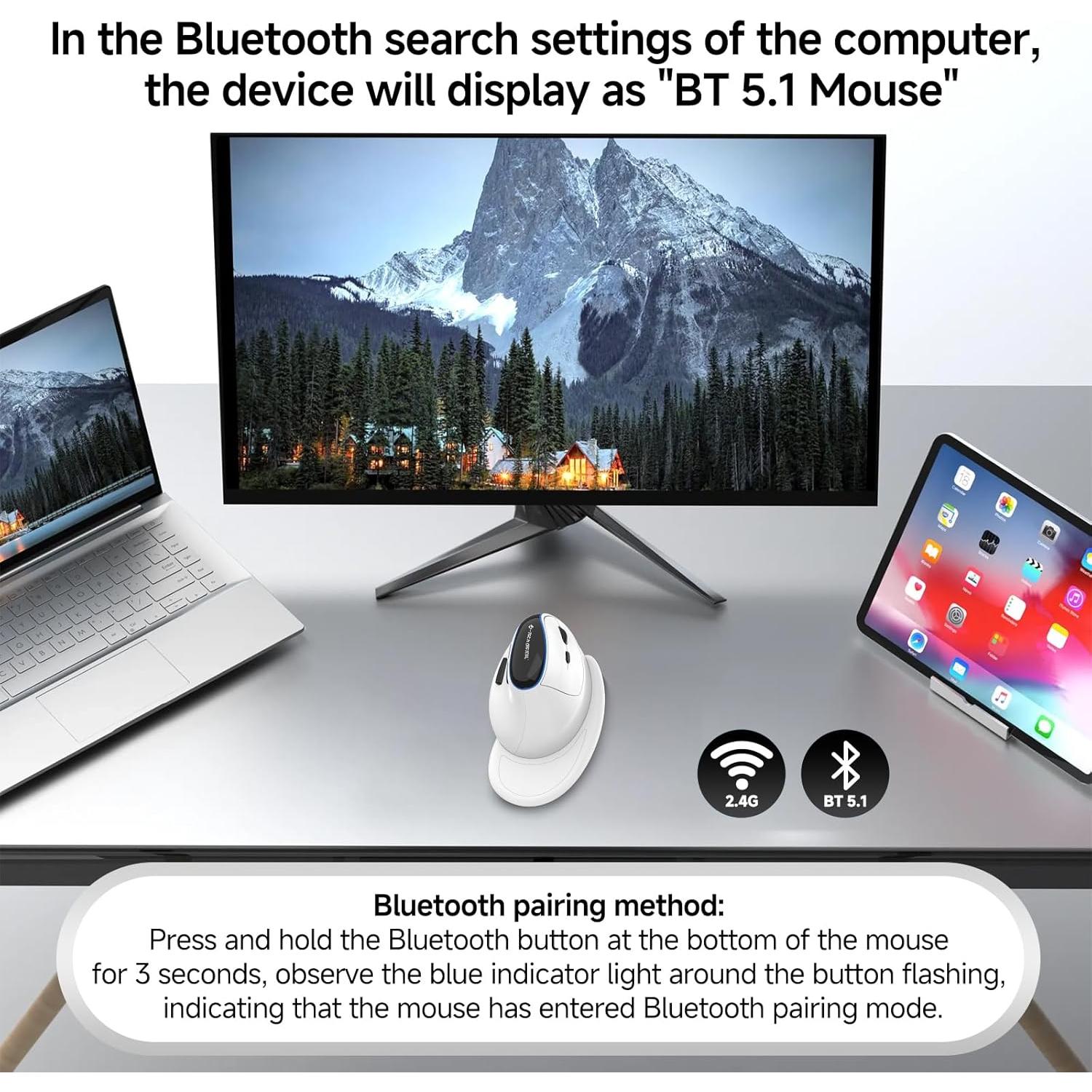 J-Tech Digital Ratón Inalámbrico Ergonómico V638W Blanco