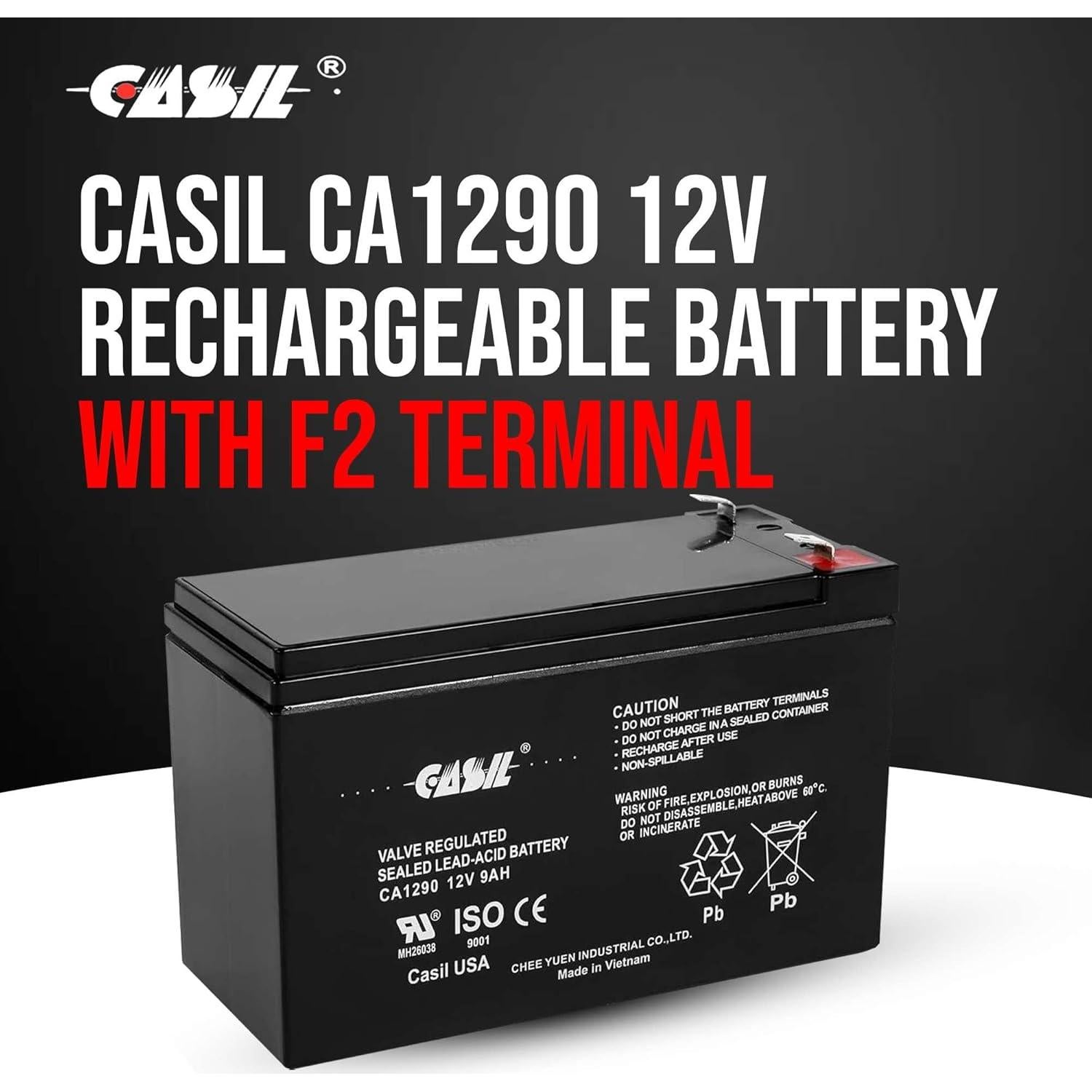 Batería AGM recargable Casil 12V 9Ah F2 2 Pack para Razor