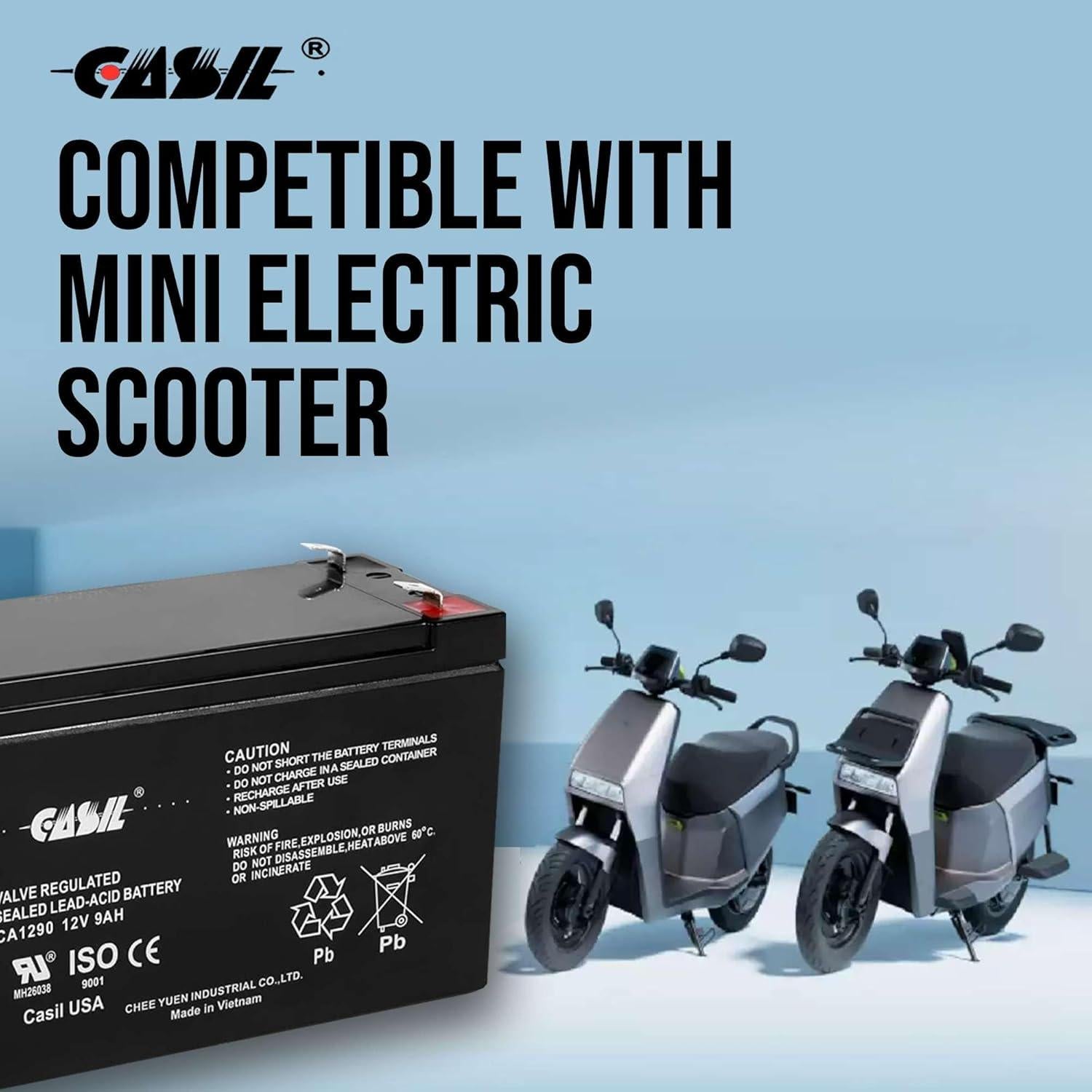 Batería AGM recargable Casil 12V 9Ah F2 2 Pack para Razor