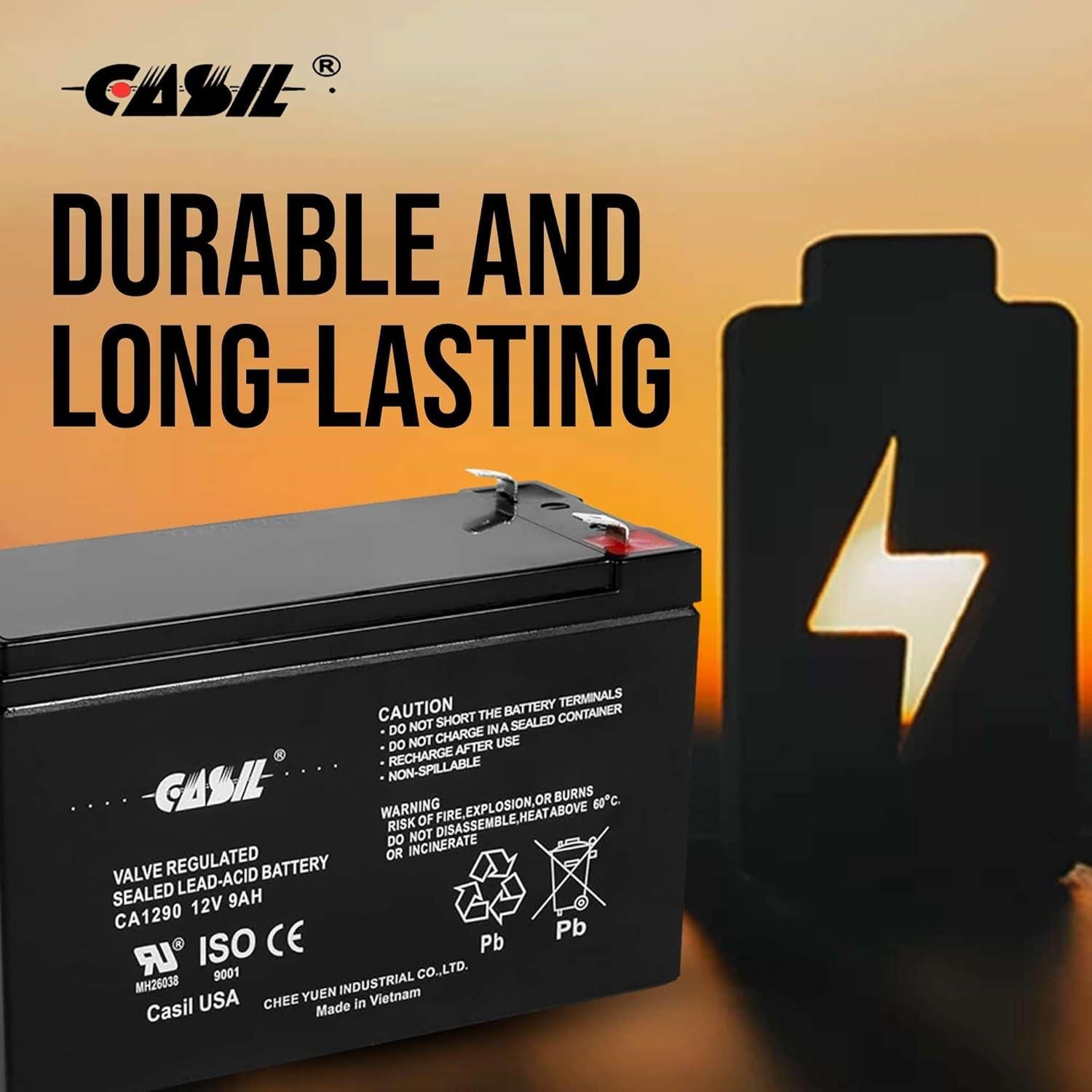 Batería AGM recargable Casil 12V 9Ah F2 2 Pack para Razor