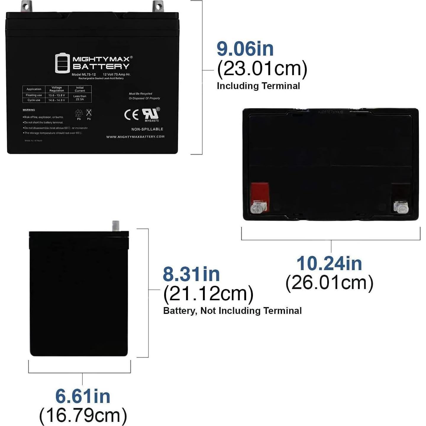 Batería Mighty Max ML75-12 12V 75AH SLA AGM Recargable