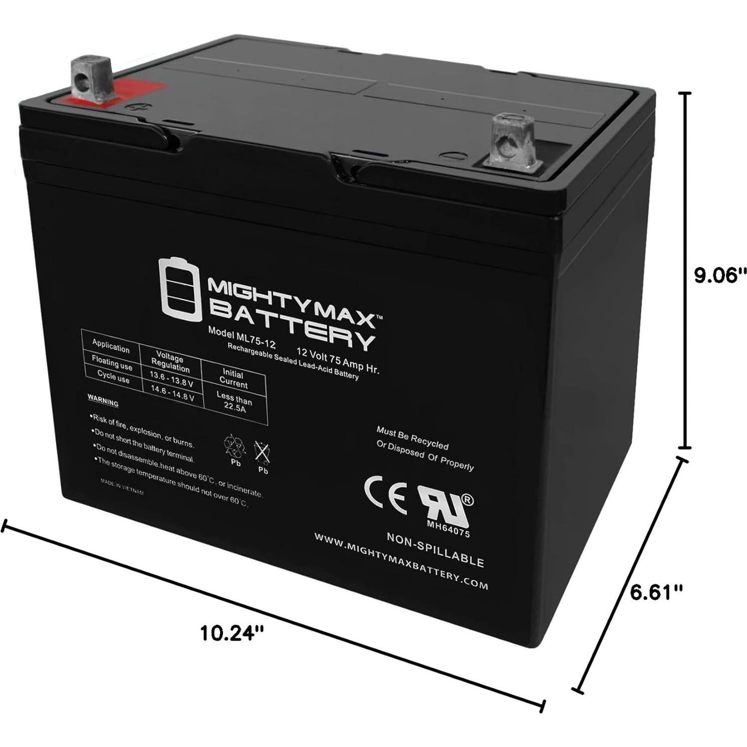 Batería Mighty Max ML75-12 12V 75AH SLA AGM Recargable