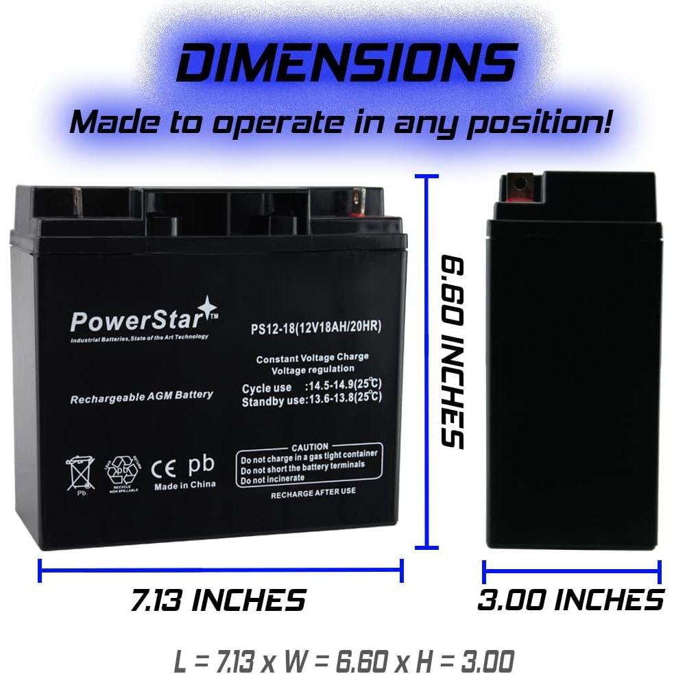 Batería de Plomo Ácido Sellada PowerStar 12V 18Ah - SLA Recargable
