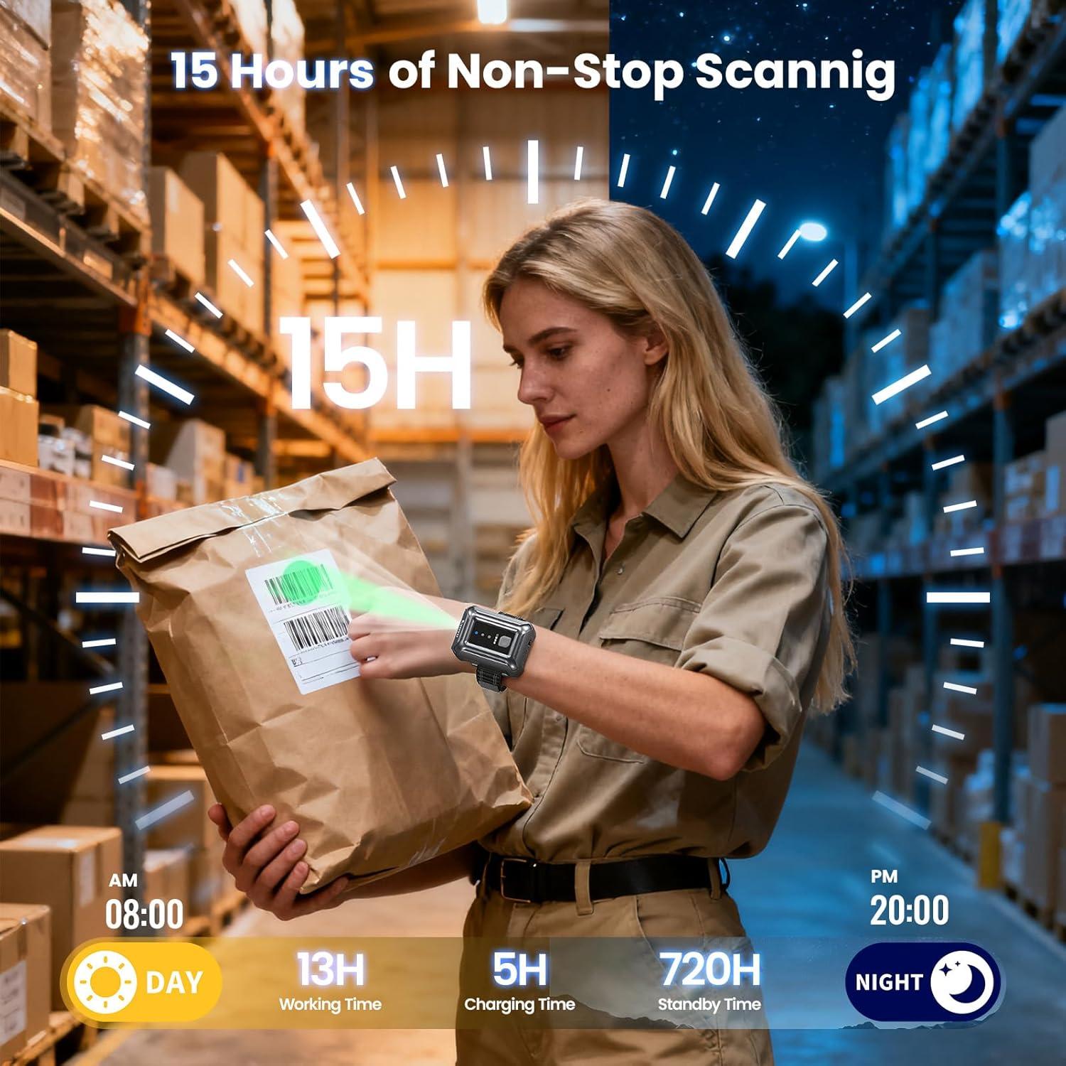 Escáner de Códigos de Barras Inalámbrico Eyoyo para Muñeca